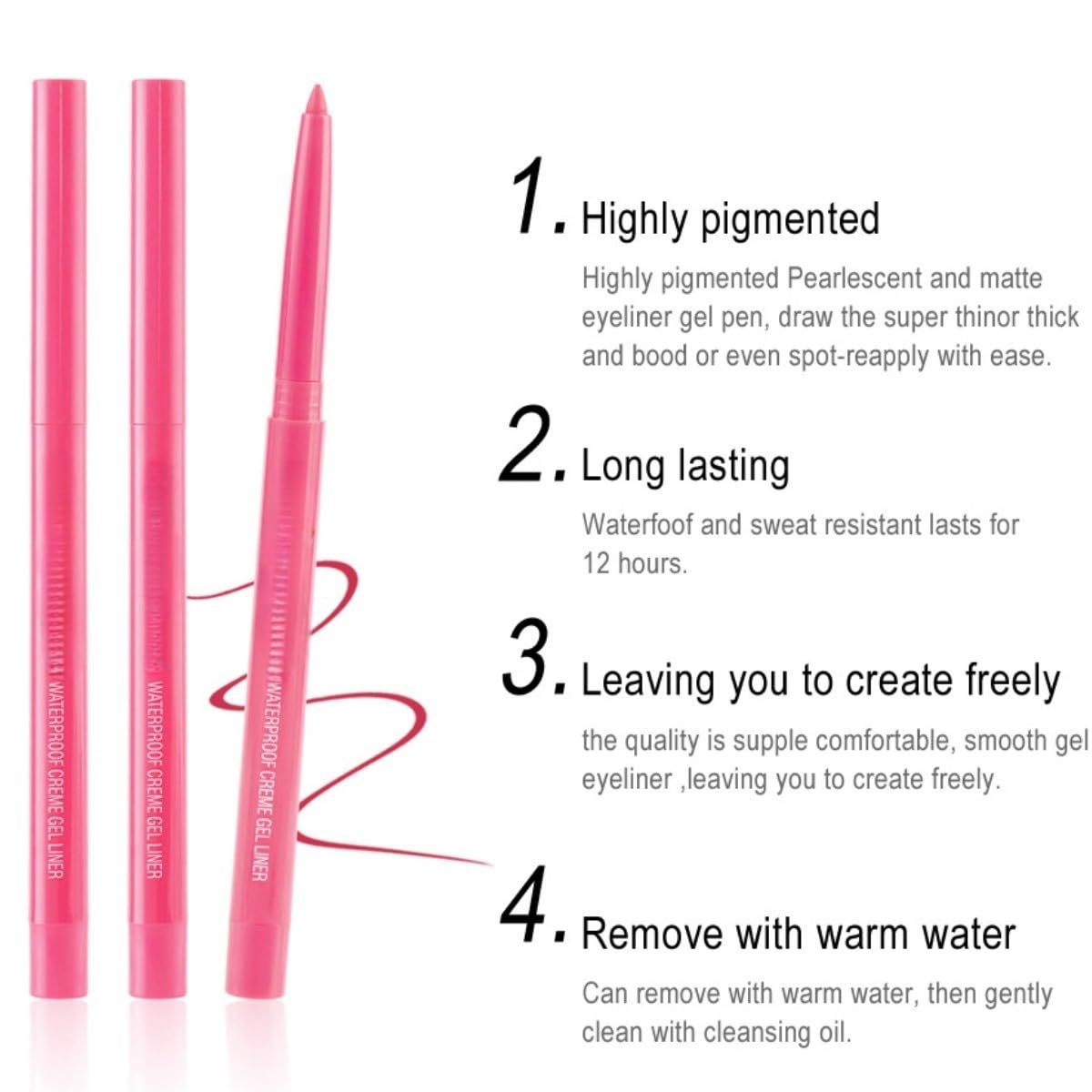 eyeliner pencil retractable eyeliner creamy pigmented smudge proof eye liner pen Shimmer Black - Image 4