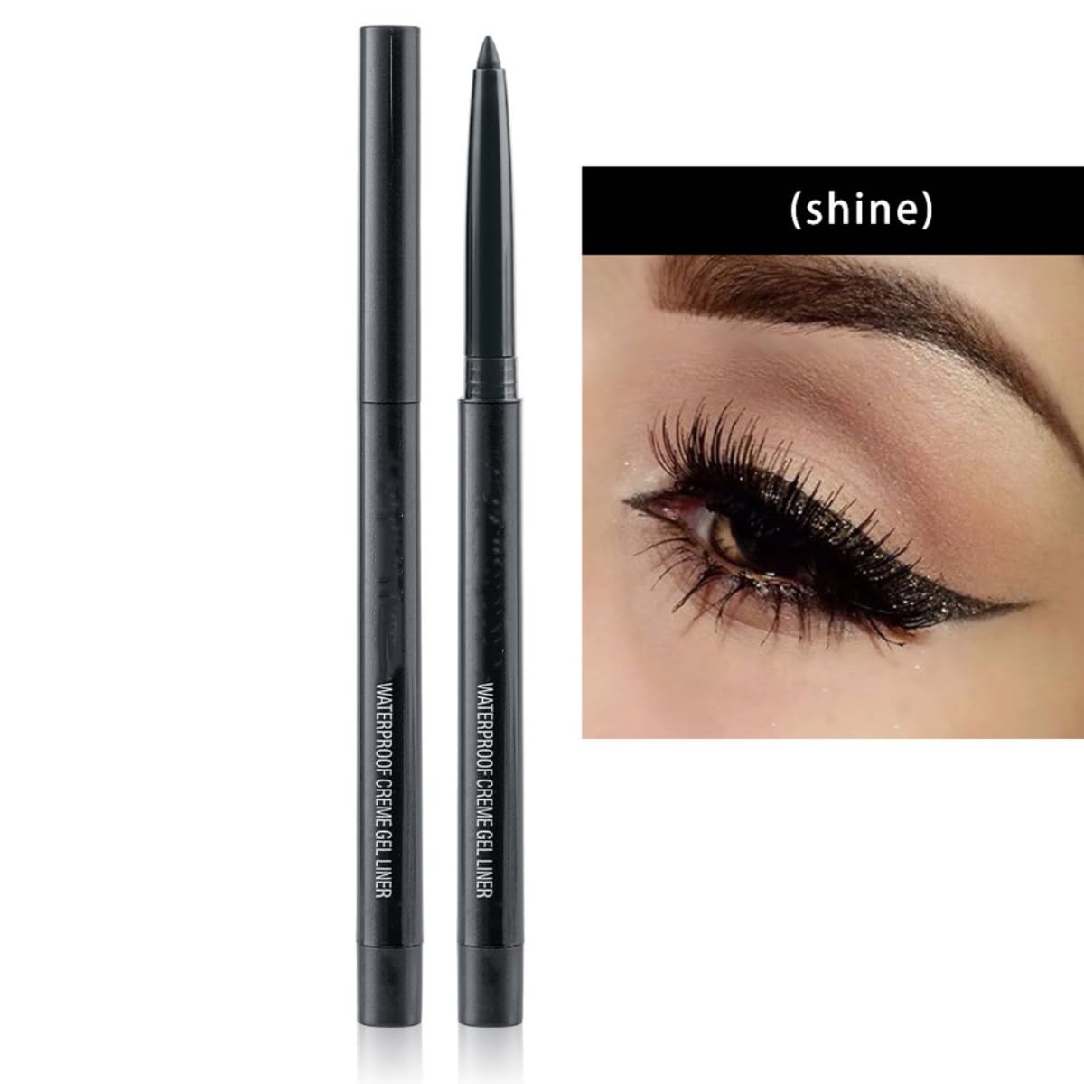 eyeliner pencil retractable eyeliner creamy pigmented smudge proof eye liner pen Shimmer Black - Image 2