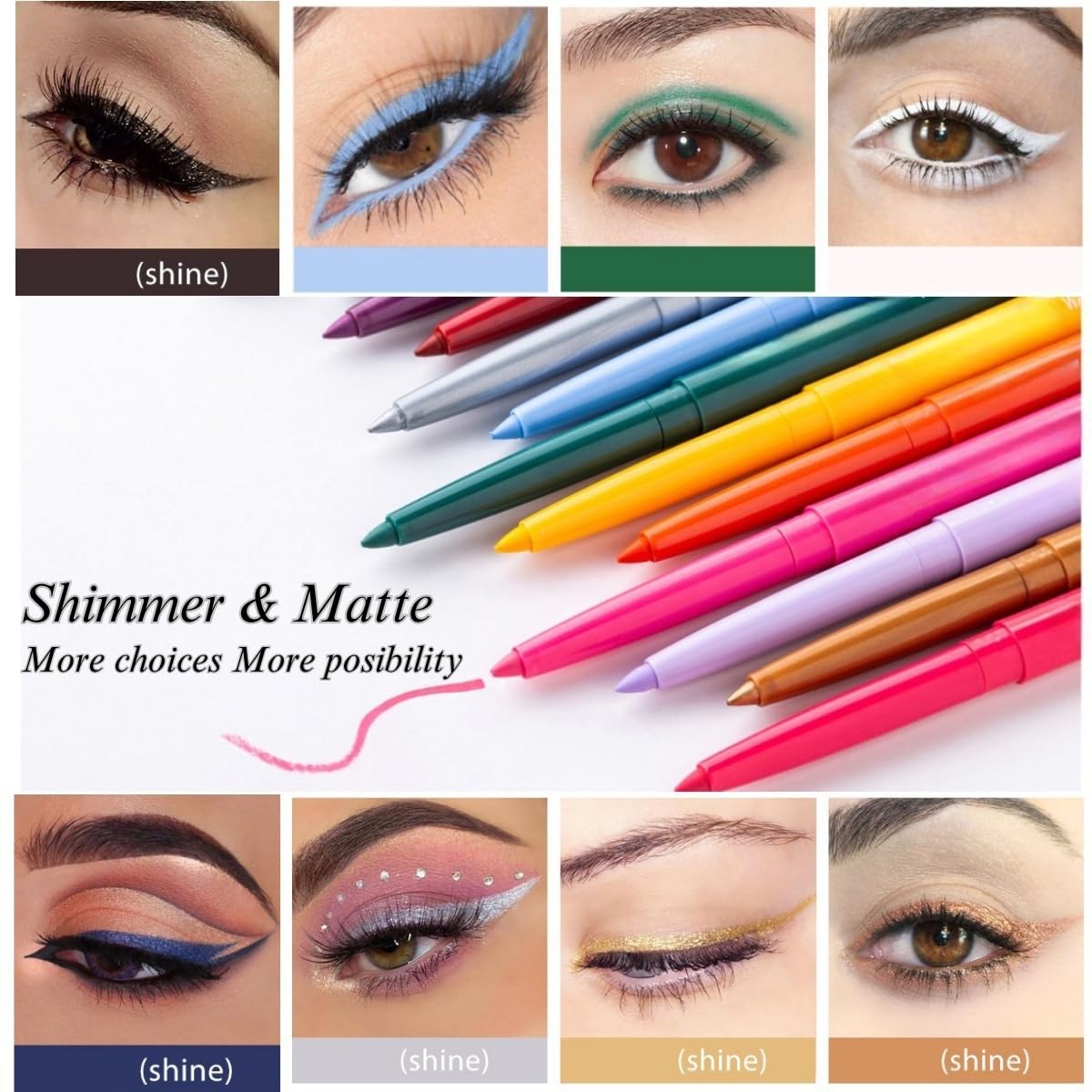 eyeliner pencil retractable eyeliner creamy pigmented smudge proof eye liner pen Shimmer Black - Image 3
