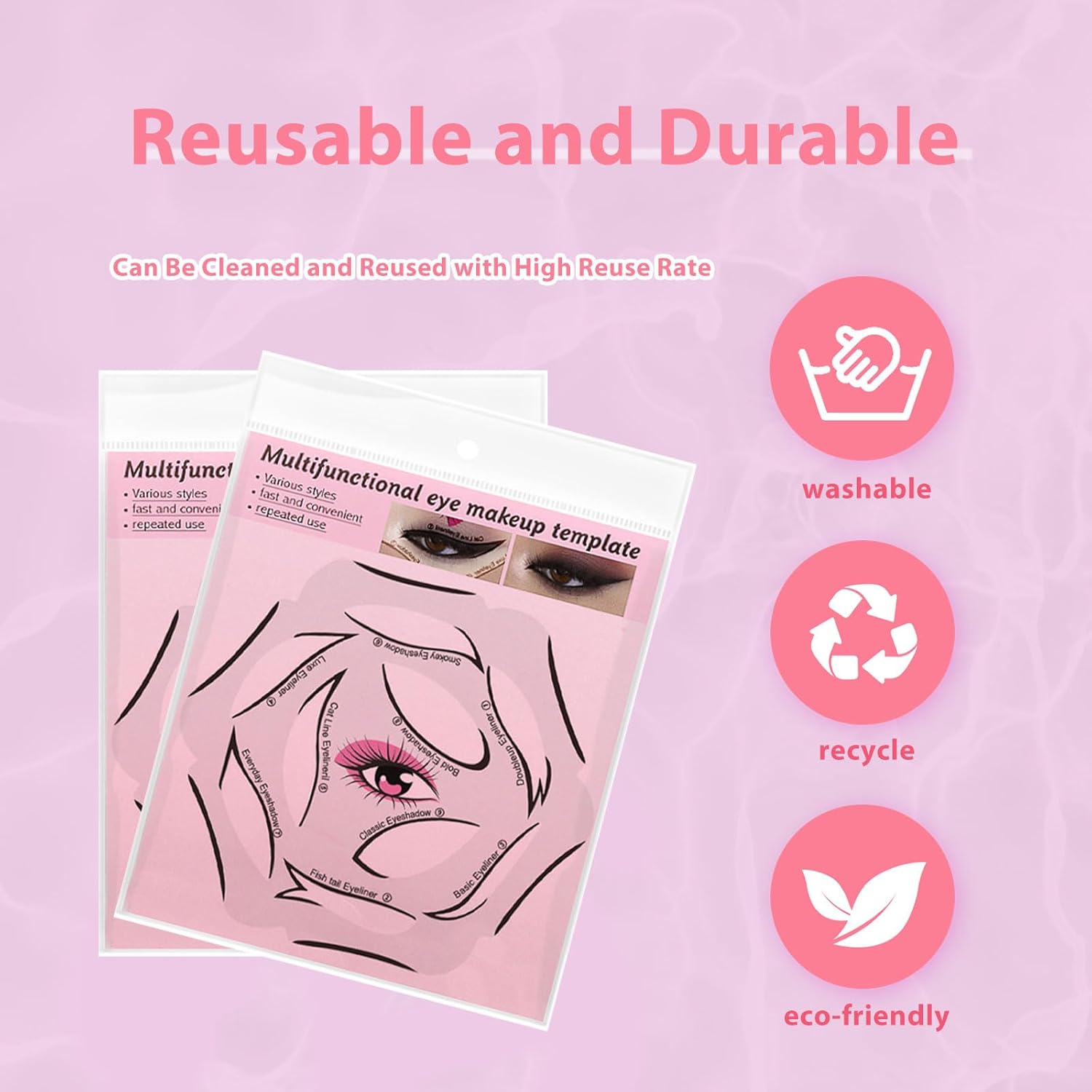 Eyeliner Stencils 4 Sheets Eyeliner Stencil Set 6 in 1 Reusable Eyeliner Stencils for Ideal Winged Tip Includes Eyeshadow Stencils and Eyeliner Tape Makeup Tool for Hooded Eyes, Clear - Image 4