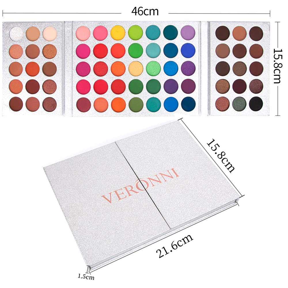 Eyeshadow Palette 65 Colors + 20pcs Makeup Brushes Set + Sponge Blender Sweatproof Pigmented Matte Shimmer Metallic Blendable Soft Pressed Powder Eye Shadow Makeup Palette - Image 7