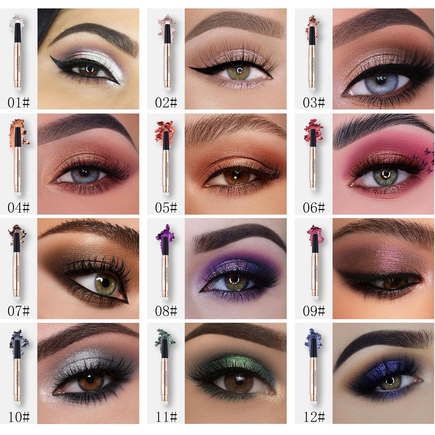 Eyeshadow Stick, Shimmer Cream Eye Shadow Pencil Crayon with Soft Smudger, Long Lasting Waterproof Eye Highlighter Eye Shadow Make Up (05 Orange Brown Shimmer) - Image 3