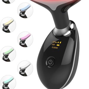 Facial Beauty Device, Multifunctional Facial Skin Care Tools with Vibration, Red and Blue LED Light, 7 Color Led Face and Neck Beauty Device for Home Use, Improve Skin
