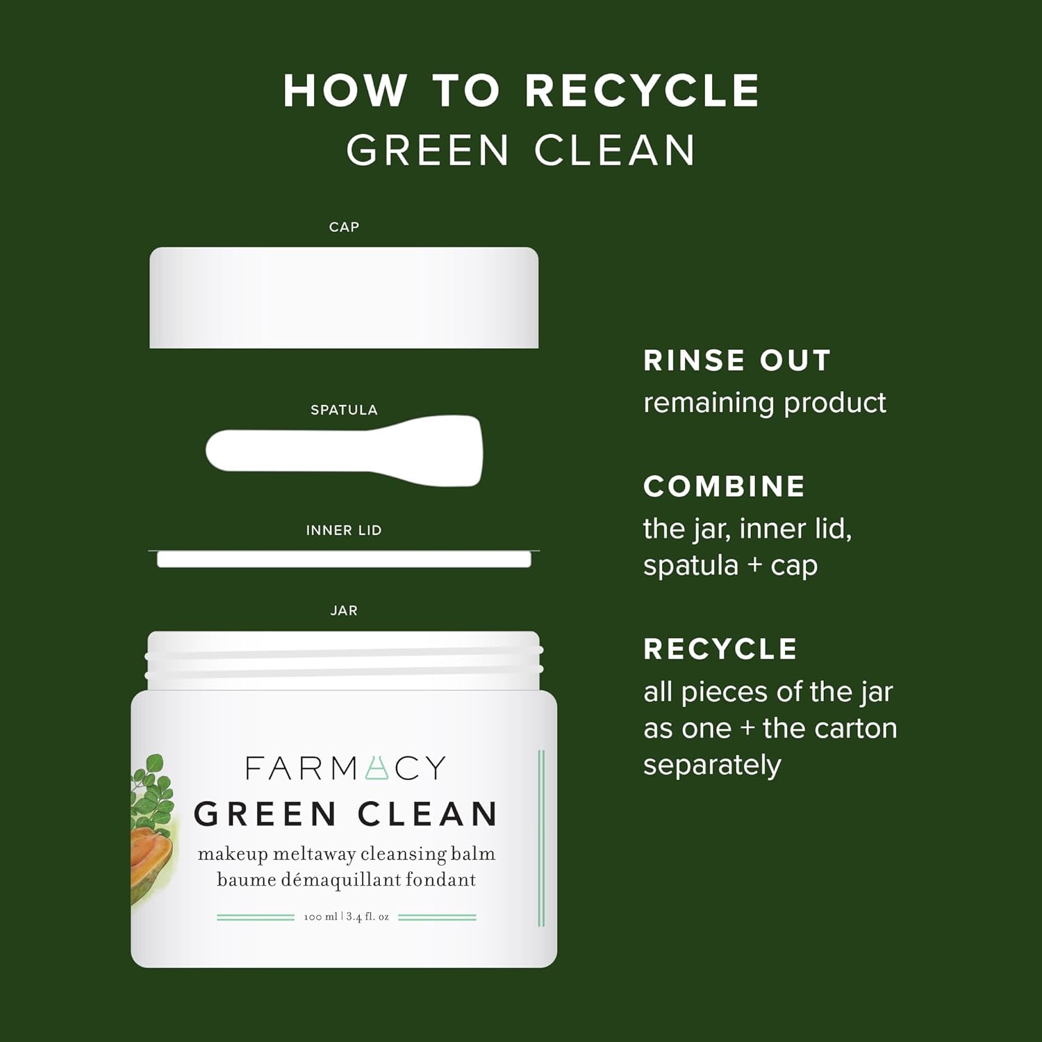 Farmacy Makeup Remover Cleansing Balm - Green Clean Waterproof Makeup Remover + Oil Based Cleanser - Gentle Exfoliating Double Cleanser - Melts From Balm to Milky Lather (50ml) - Image 9