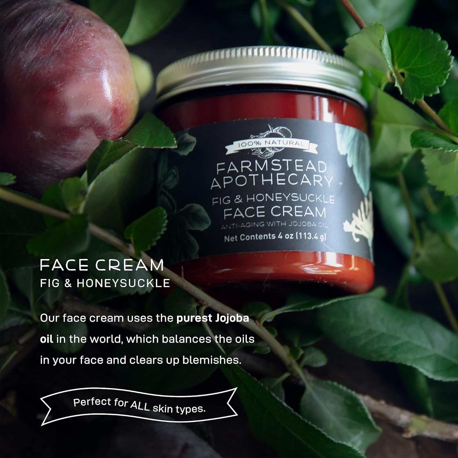 Farmstead Apothecary 100% Natural Anti-Aging Face Cream with Jojoba Oil, 4 oz (Fig & Honeysuckle) - Image 4