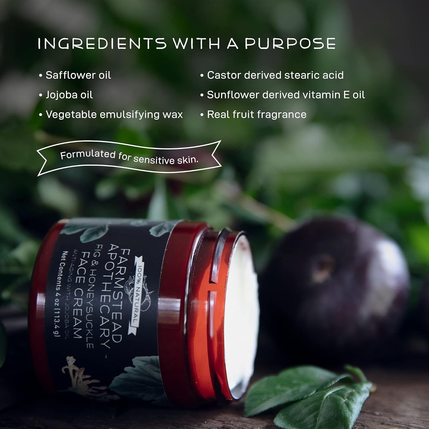 Farmstead Apothecary 100% Natural Anti-Aging Face Cream with Jojoba Oil, 4 oz (Fig & Honeysuckle) - Image 6