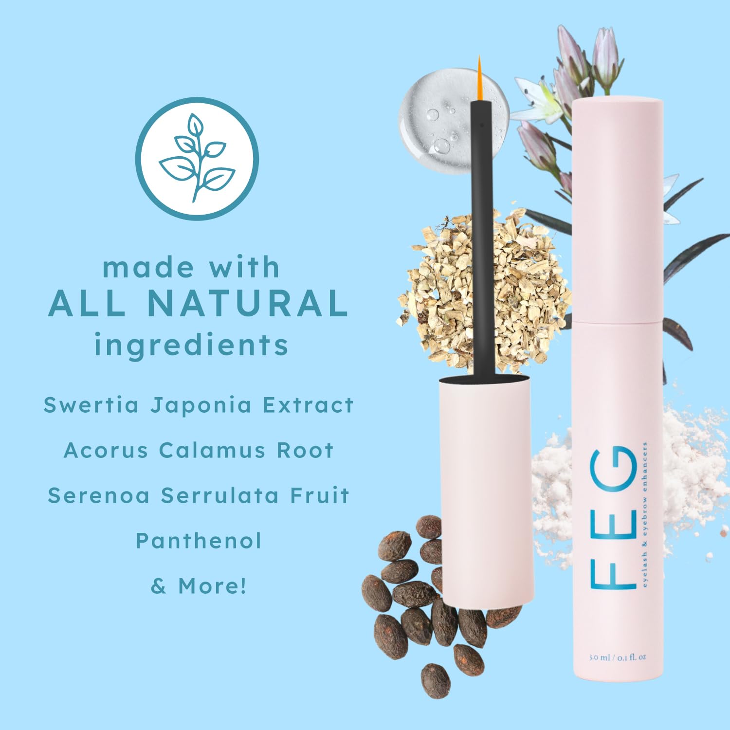 FEG Eyelash Growth Serum for Thicker, Fuller, Longer Lashes - 2 x 3ml Tubes - Image 5