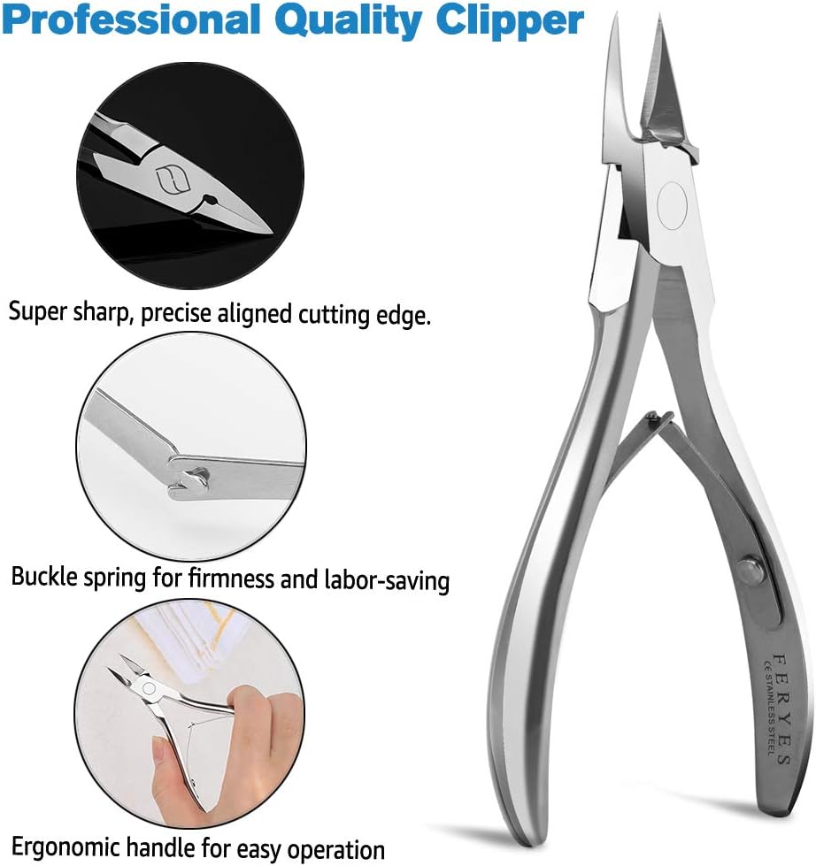 FERYES Toenail Clippers Straight Blade for Thick Toenails, Nail Clippers for Thick and Ingrown Nails - High Temperature Forging Stainless Steel Toe Nail Tools - Image 2