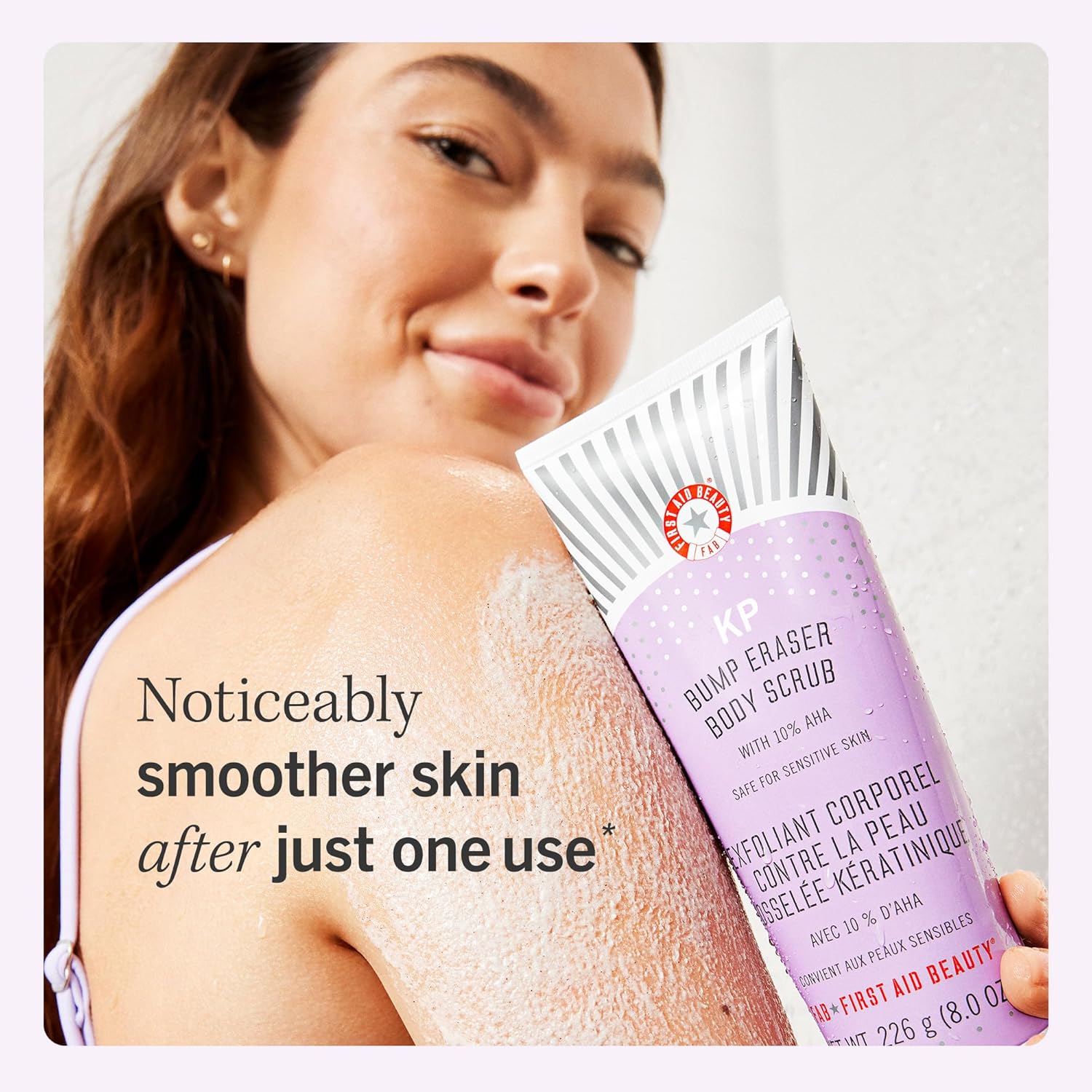 First Aid Beauty - KP Bump Eraser Body Scrub with 10% AHA, Keratosis Pilaris Skin Exfoliator with Glycolic and Lactic acids, Helps Reduce Chicken Skin Bumps, Safe for Sensitive Skin, 8 oz - Image 2