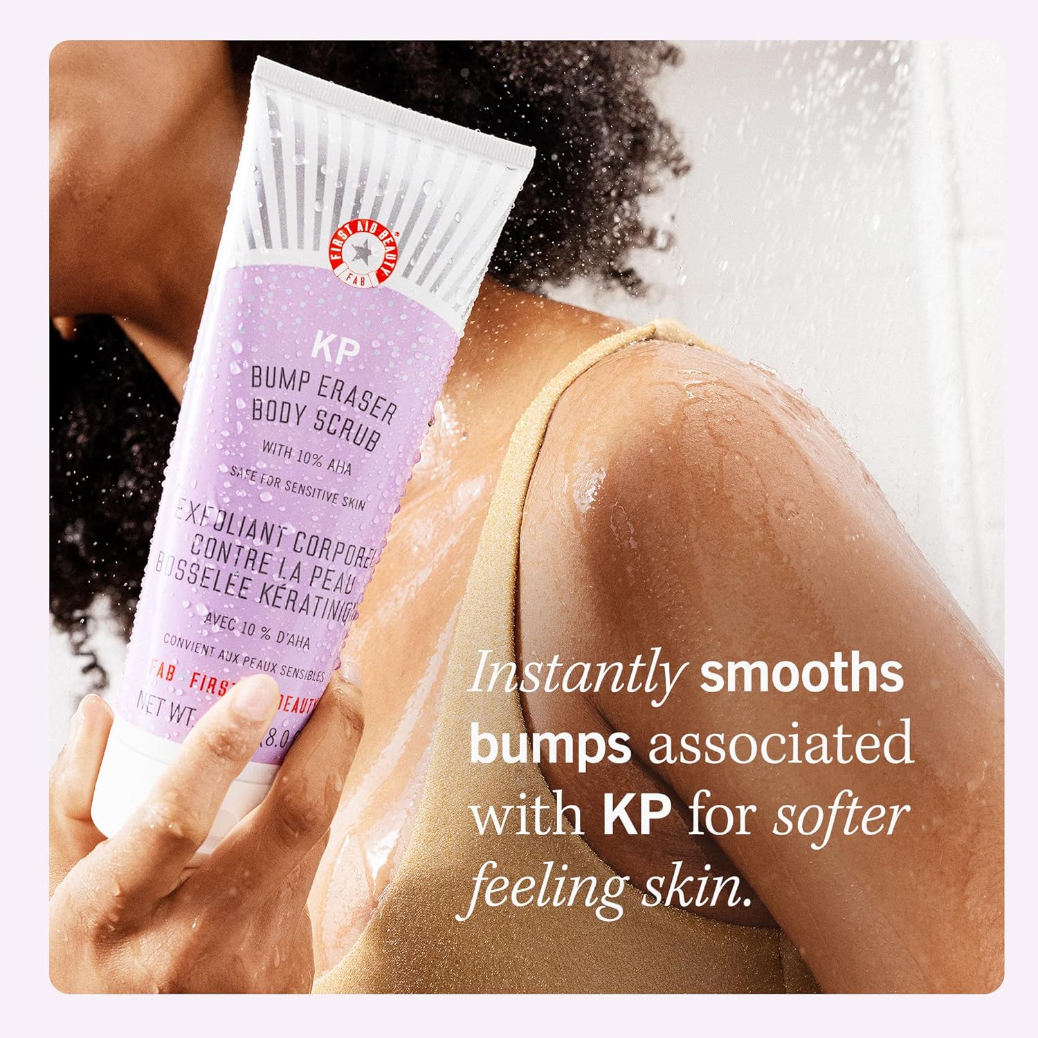First Aid Beauty - KP Bump Eraser Body Scrub with 10% AHA, Keratosis Pilaris Skin Exfoliator with Glycolic and Lactic acids, Helps Reduce Chicken Skin Bumps, Safe for Sensitive Skin, 8 oz - Image 4