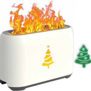 Flame Diffuser for Essential Oils - 200ml Ultrasonic Aroma Diffusers with Remote Control, Aromatherapy Diffuser & Cool Mist Humidifier for Home, Office, Bedroom, 3 Flame&Timer Setting, Type-C Cable