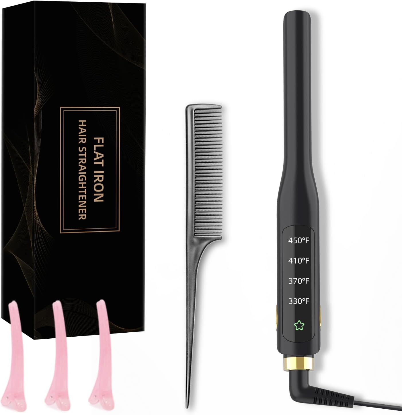 Flat Iron, 1/2 Inch Flat Iron for Short Hair Straightener and Curler 2 in 1, Dual Voltage, Ceramic Ionic Floating Plates for Less Frizz, 10s Quick Heat Up(Black) - Image 8