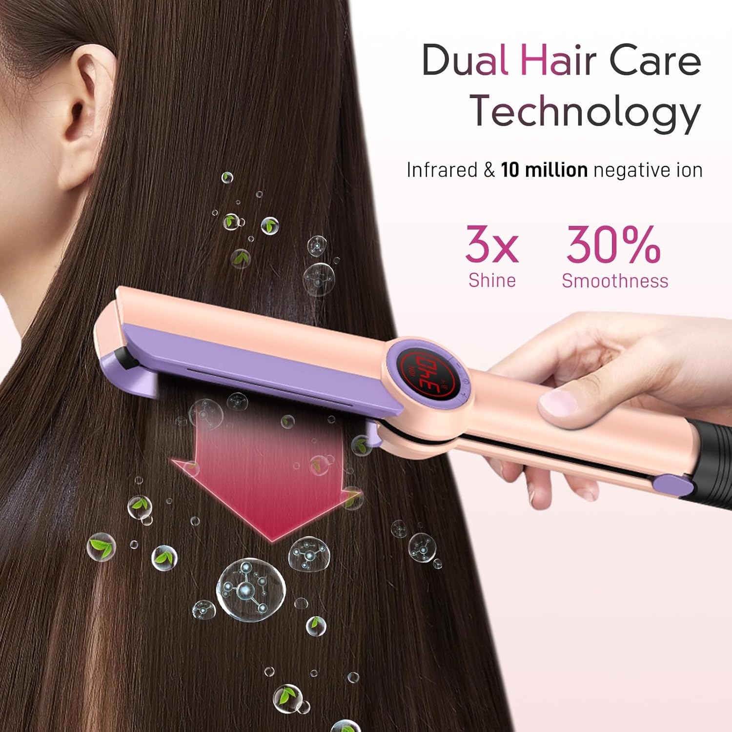 Flat Iron Hair Straightener – 1.75” Ceramic Infrared Ionic Flat Iron with 5s Fast Heat-Up, Anti-Frizz Styling for All Hair Types - Image 2