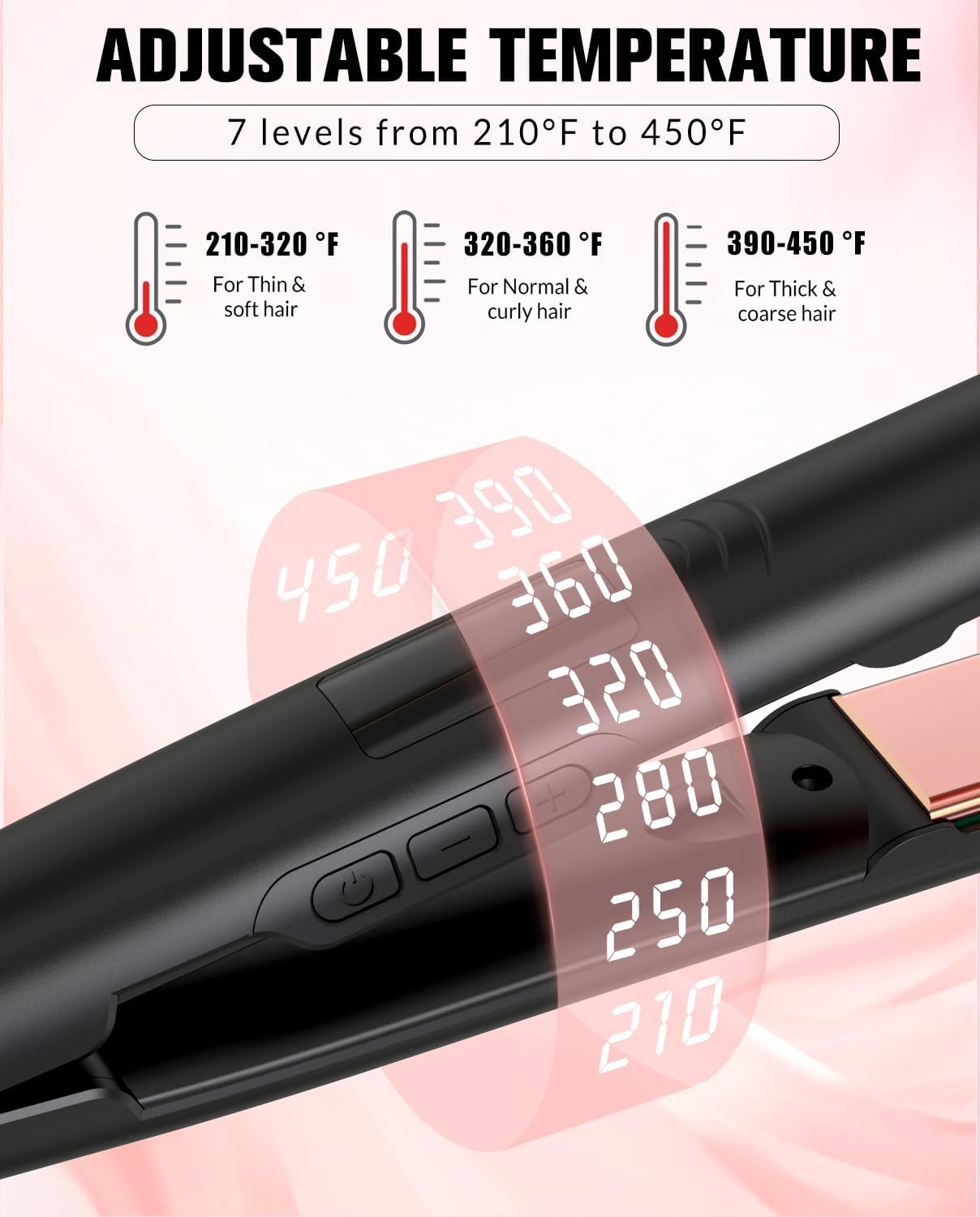 Flat Iron Hair Straightener, Ceramic Hair Straightener and Curler 2 in 1, Rapid 30-Second Heat-Up Hair Straightening Iron with Floating Plates for Less Frizz, Shinier & Smoother Hair - Image 6