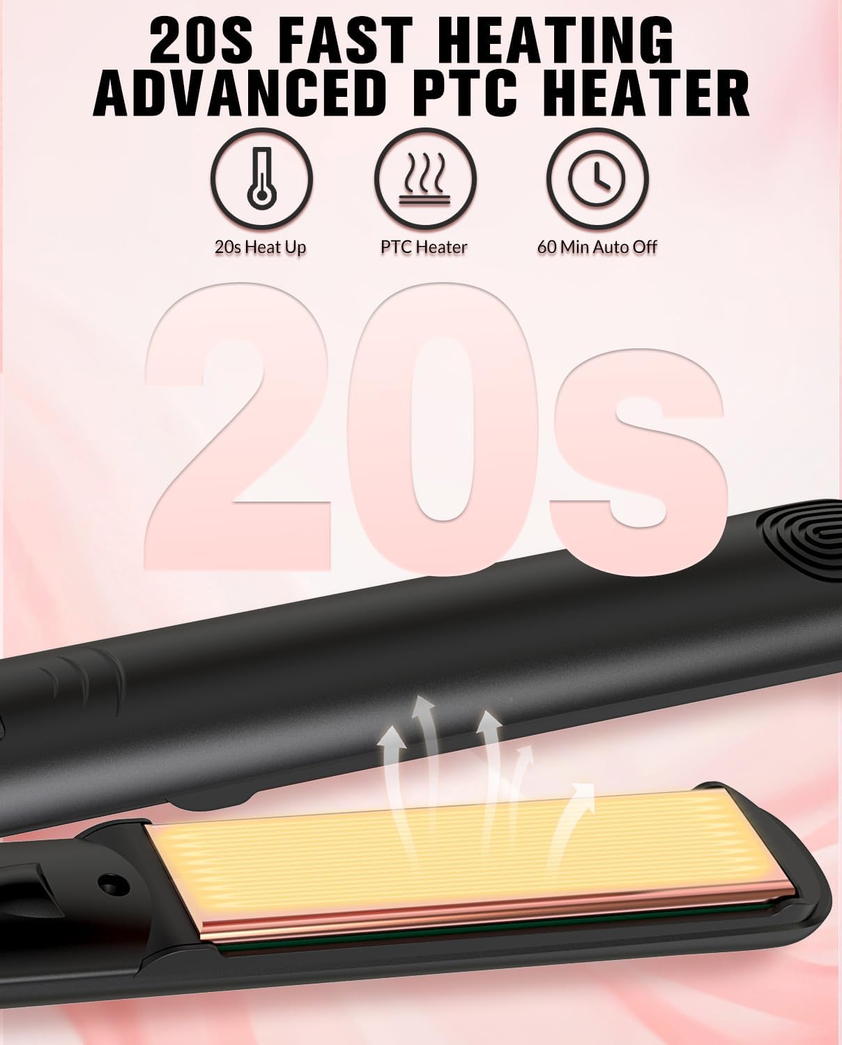 Flat Iron Hair Straightener, Ceramic Hair Straightener and Curler 2 in 1, Rapid 30-Second Heat-Up Hair Straightening Iron with Floating Plates for Less Frizz, Shinier & Smoother Hair - Image 5