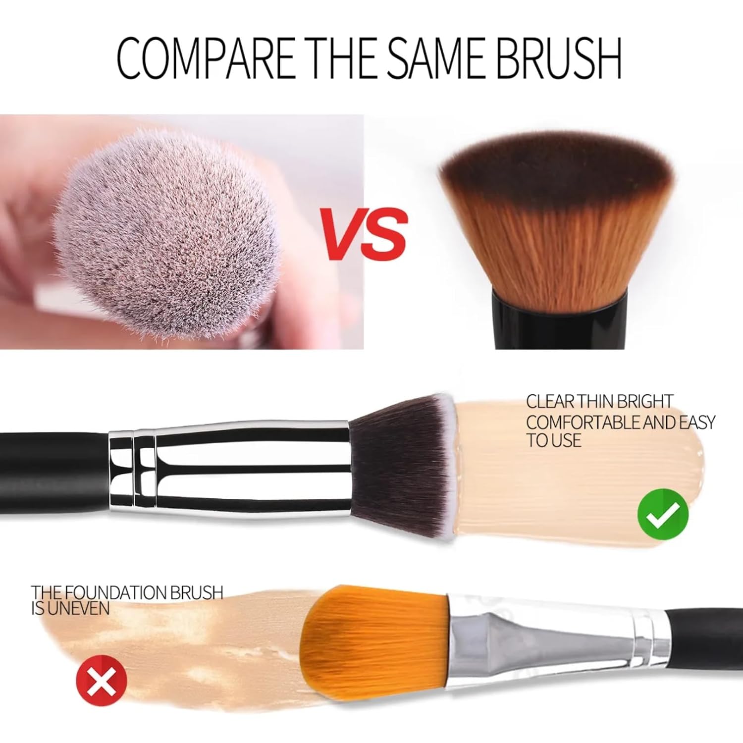Flat Top Kabuki Foundation Brush Soft, Dense Bristles for Liquid, Cream & Powder Makeup Perfect for Blending & Buffing Streak-Free, Even Coverage Large, Travel-Friendly Brush for Smooth Application - Image 7