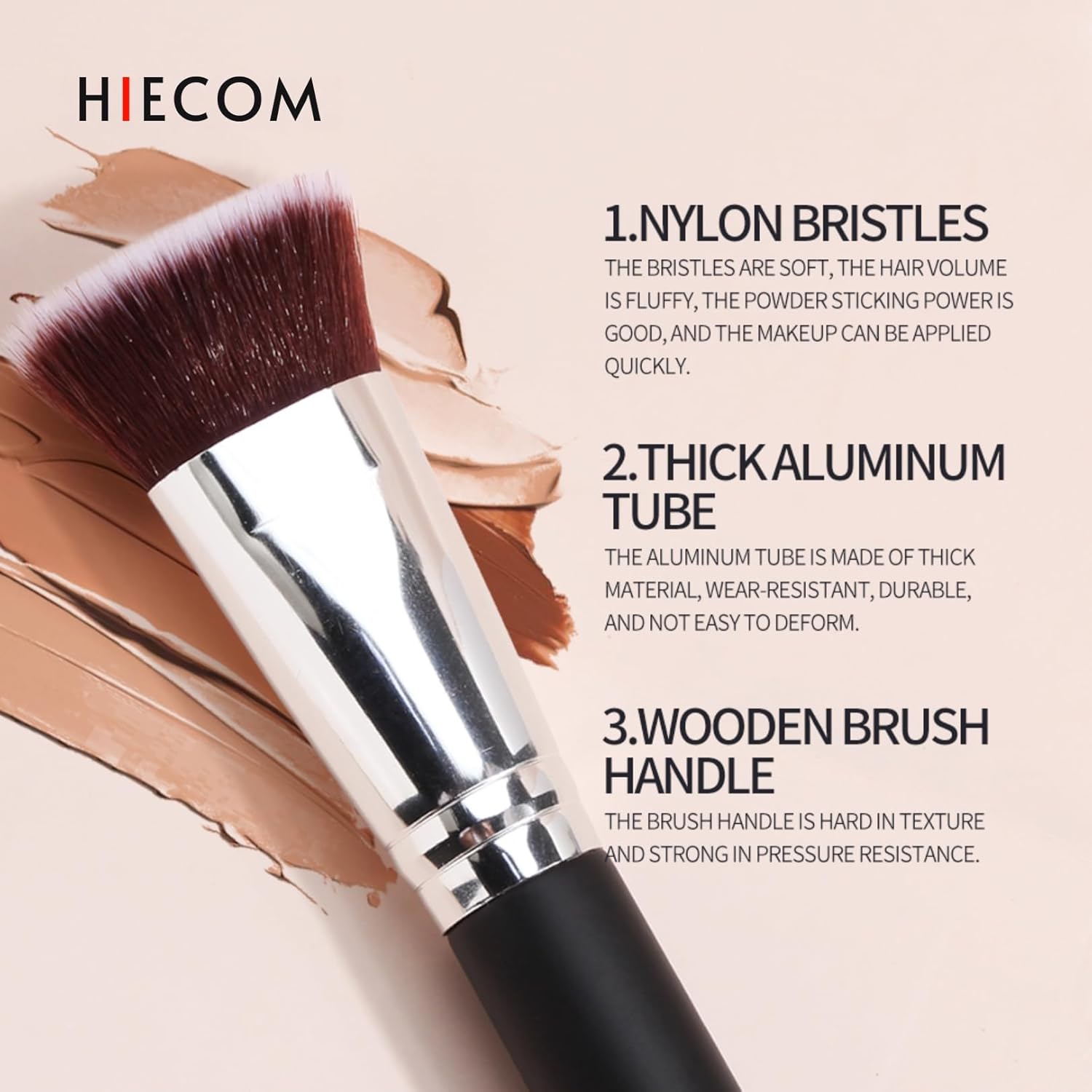 Flat Top Kabuki Foundation Brush Soft, Dense Bristles for Liquid, Cream & Powder Makeup Perfect for Blending & Buffing Streak-Free, Even Coverage Large, Travel-Friendly Brush for Smooth Application - Image 4