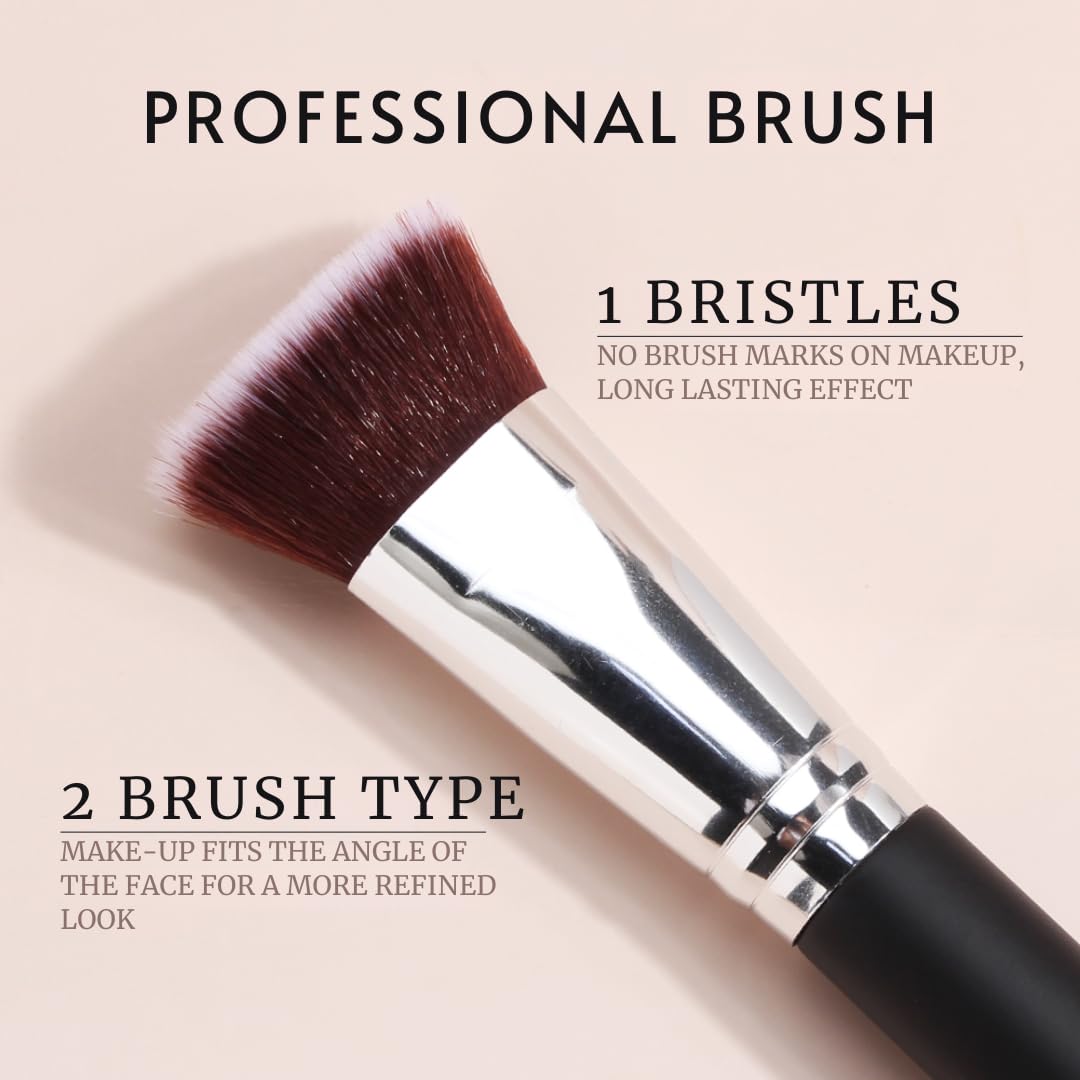 Flat Top Kabuki Foundation Brush Soft, Dense Bristles for Liquid, Cream & Powder Makeup Perfect for Blending & Buffing Streak-Free, Even Coverage Large, Travel-Friendly Brush for Smooth Application - Image 2