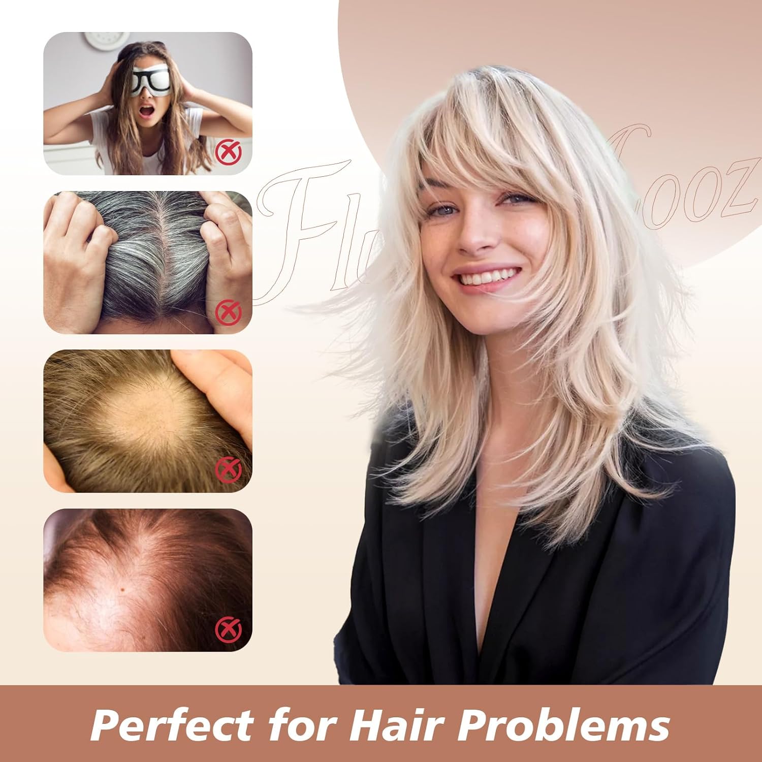 Flufymooz 100% Real Human Hair Toppers, 12 Inch Human Hair Toppers for Thinning Hair Large Hand-woven Area 360° Coverage Natural Hairpiece Wiglet for Women Daily 5"x3" Silk Base (White Blonde) - Image 6