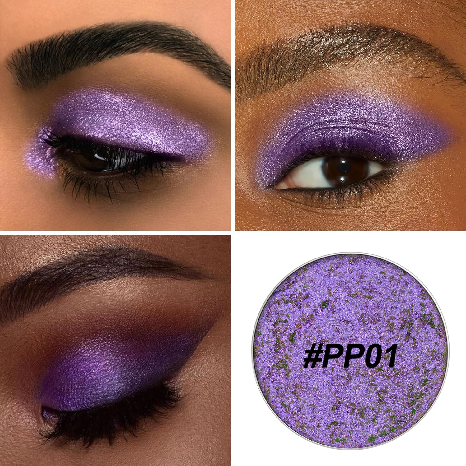 FOCALLURE Eyes On Me Pressed Powder Eyeshadow, Shimmery Eye Makeup & Highlight, Long-Lasting, High Pigmented Single Shade Eye Color, Glitter Finish, Hypoallergenic, PP01 Little Pony - Image 2