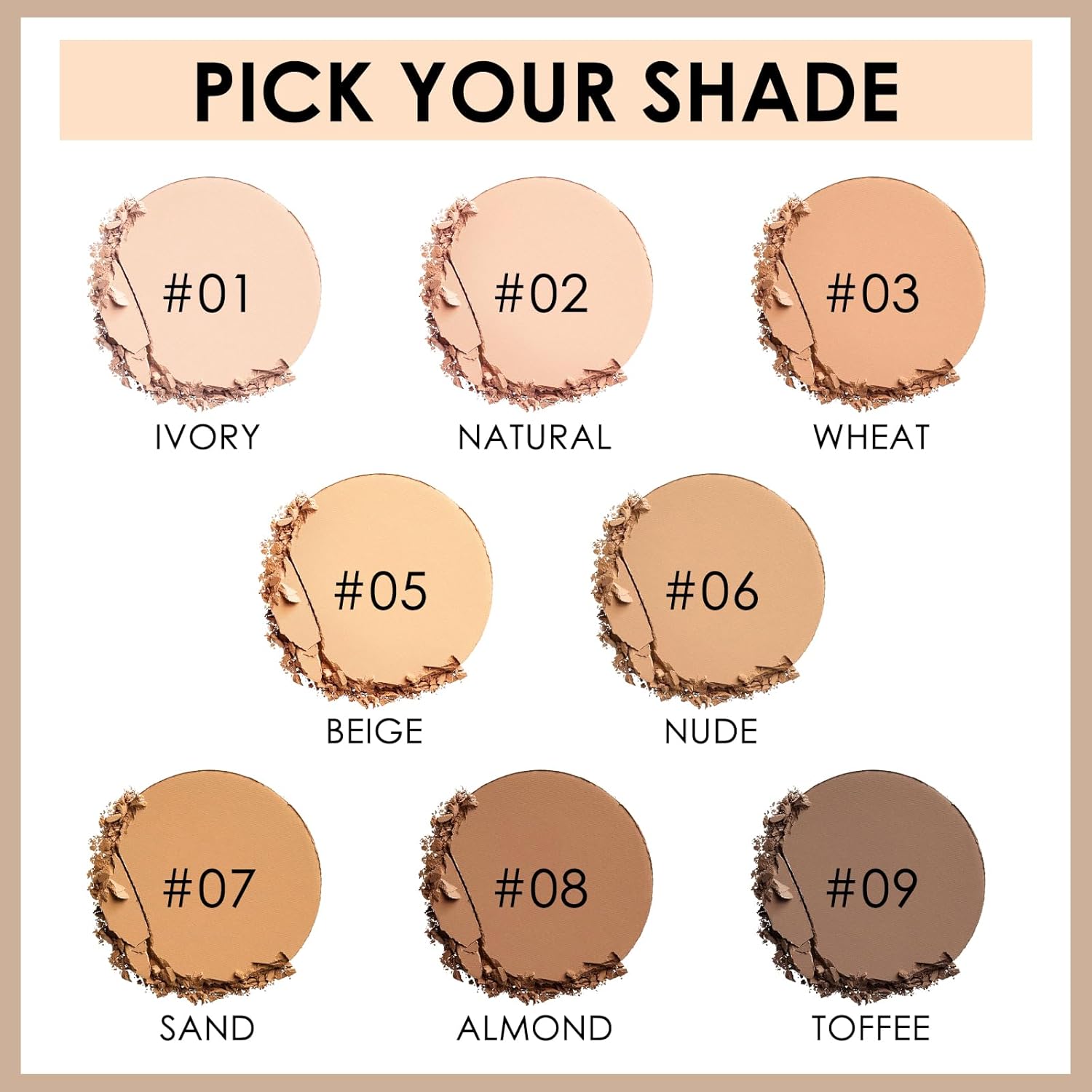 FOCALLURE Flawless Pressed Powder, Control Shine & Smooth Complexion, Pressed Setting Powder Foundation Makeup, Portable Face Powder Compact, Long-Lasting Matte Finish, Almond - Image 6