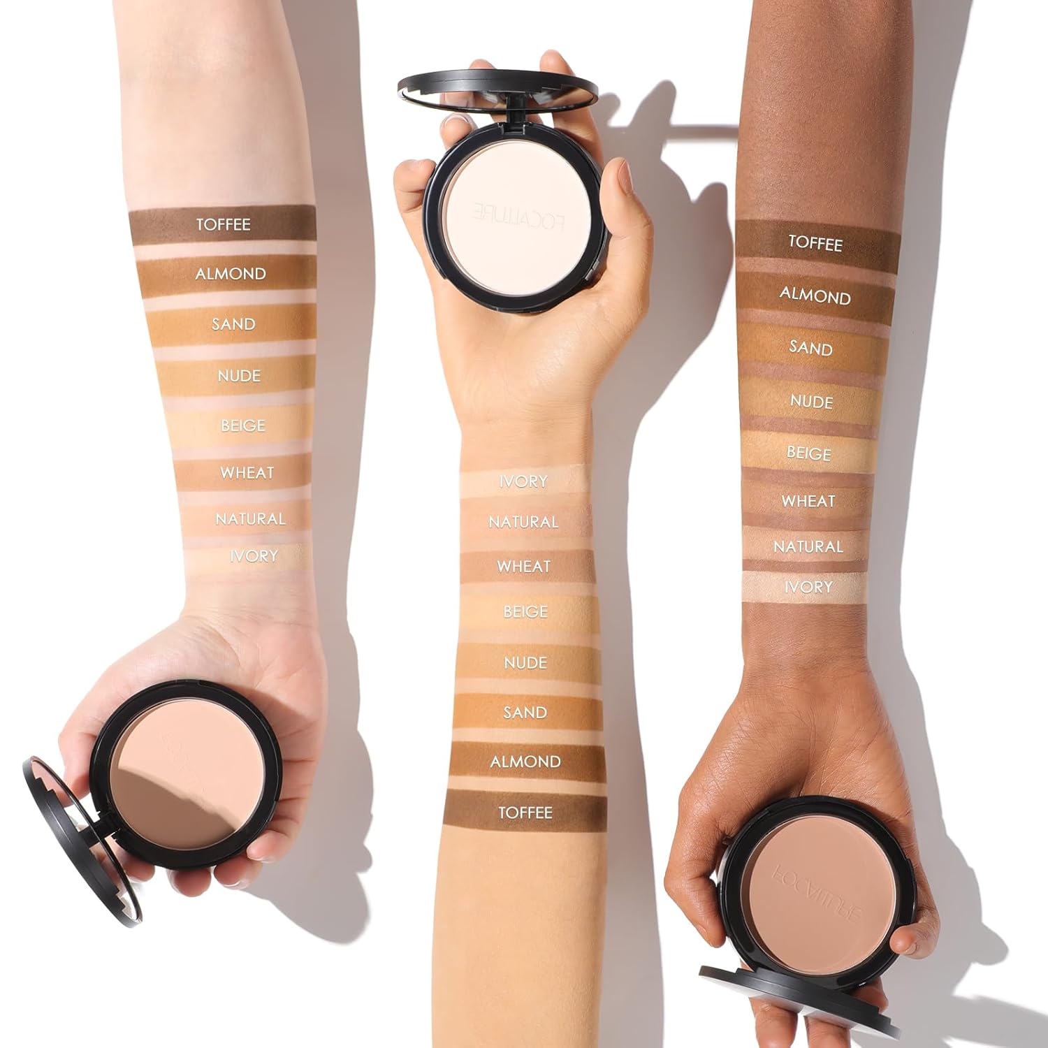 FOCALLURE Flawless Pressed Powder, Control Shine & Smooth Complexion, Pressed Setting Powder Foundation Makeup, Portable Face Powder Compact, Long-Lasting Matte Finish, Almond - Image 7