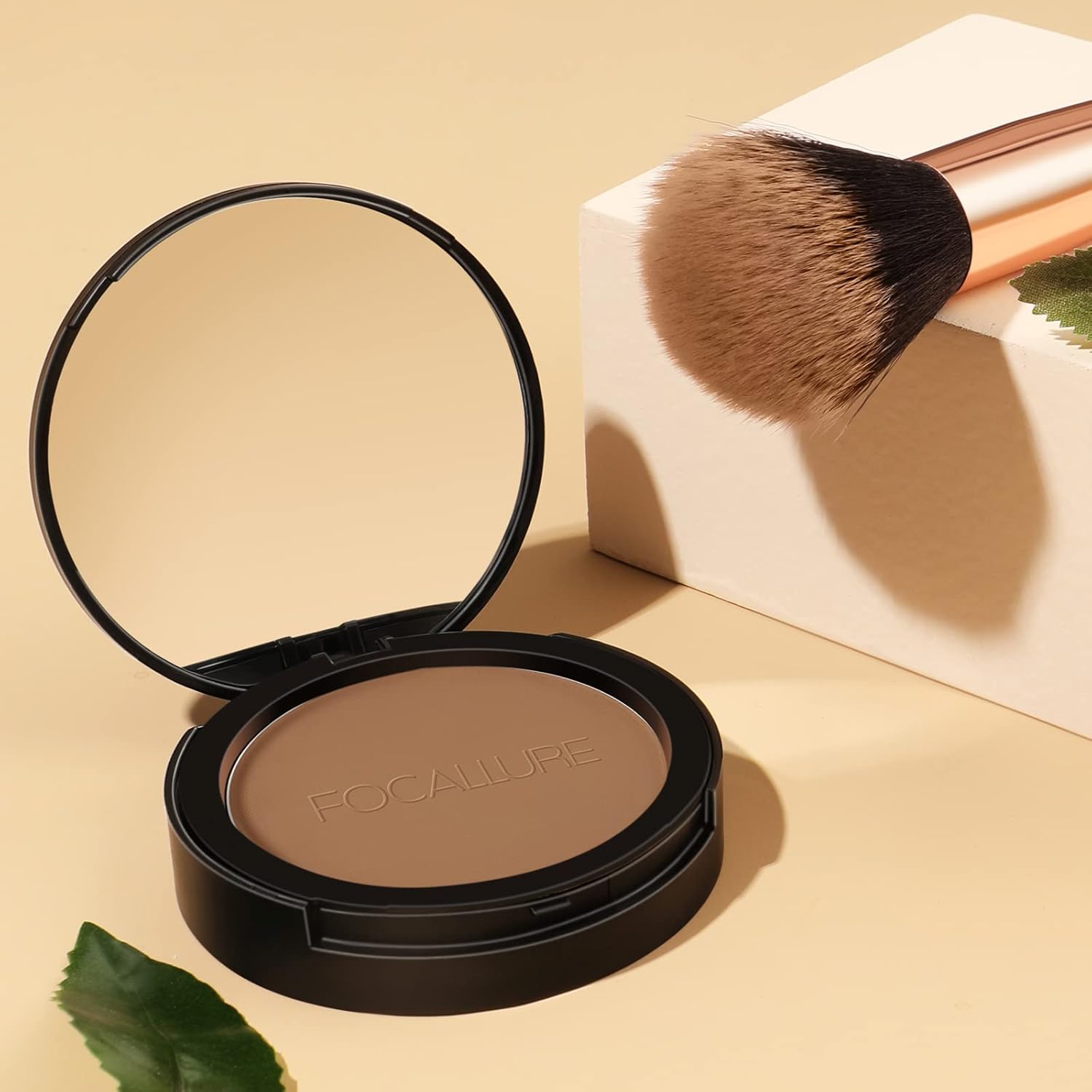 FOCALLURE Flawless Pressed Powder, Control Shine & Smooth Complexion, Pressed Setting Powder Foundation Makeup, Portable Face Powder Compact, Long-Lasting Matte Finish, Almond - Image 8