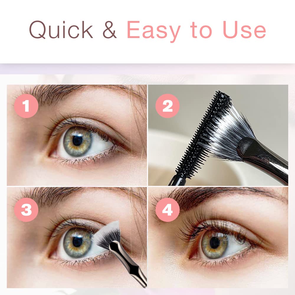 Folding Angle Scalloped Lash Brush, 2024 New Mascara Angled Fan Shaped Eyelash Brush, Premium Eyelash Eyebrow Eye Shadow Brush Makeup Brush Eye Lashes Makeup Tools (3 Pcs) - Image 4