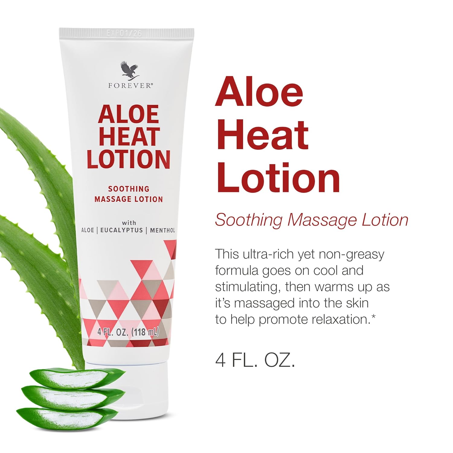 Forever Living - Aloe Heat Lotion with Menthol and Eucalyptus Fragrance, Comfort and Skin Nourishment, Vegan-Friendly Formula, 4 fl oz - Image 2