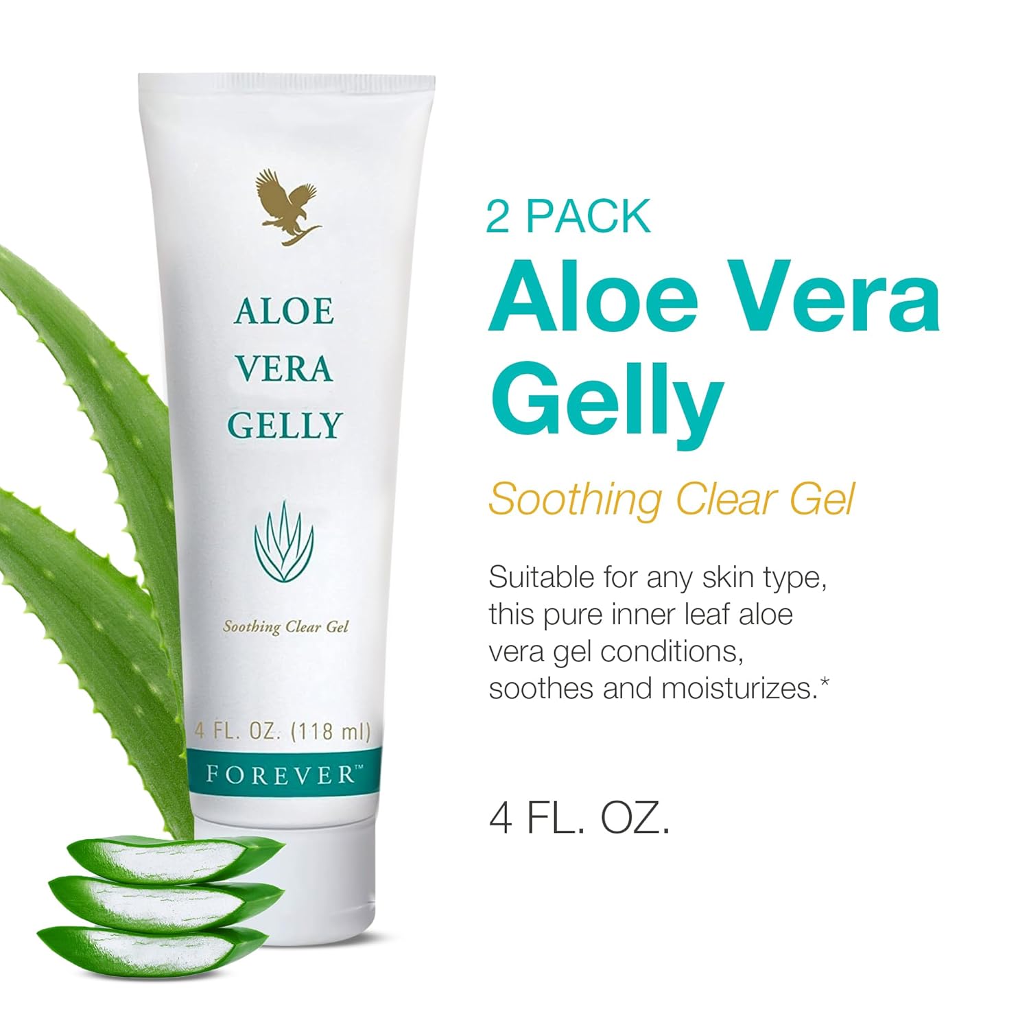 Forever Living - Aloe Vera Gelly - Pure Aloe Gel to Sooth, Moisturize and Condition - Vegan and Gluten-Free - 4 fl oz (Pack of 2) - Image 2