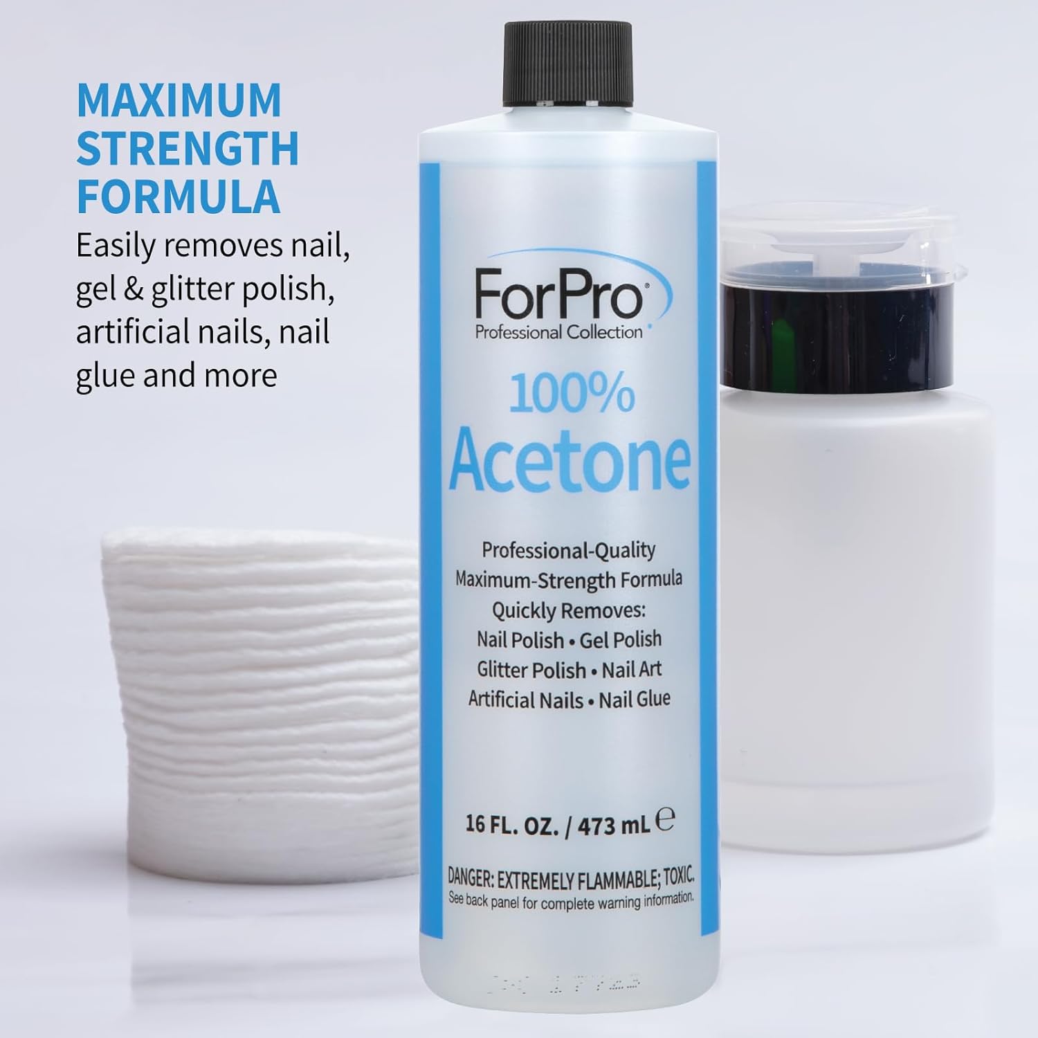 ForPro Professional Collection 100% Pure Acetone, Professional Nail Polish Remover for Natural, Artificial, Acrylic, and Sculptured Nails, Removes Gel Polish, Glue, and Glitter, 16 fl. oz. - Image 4