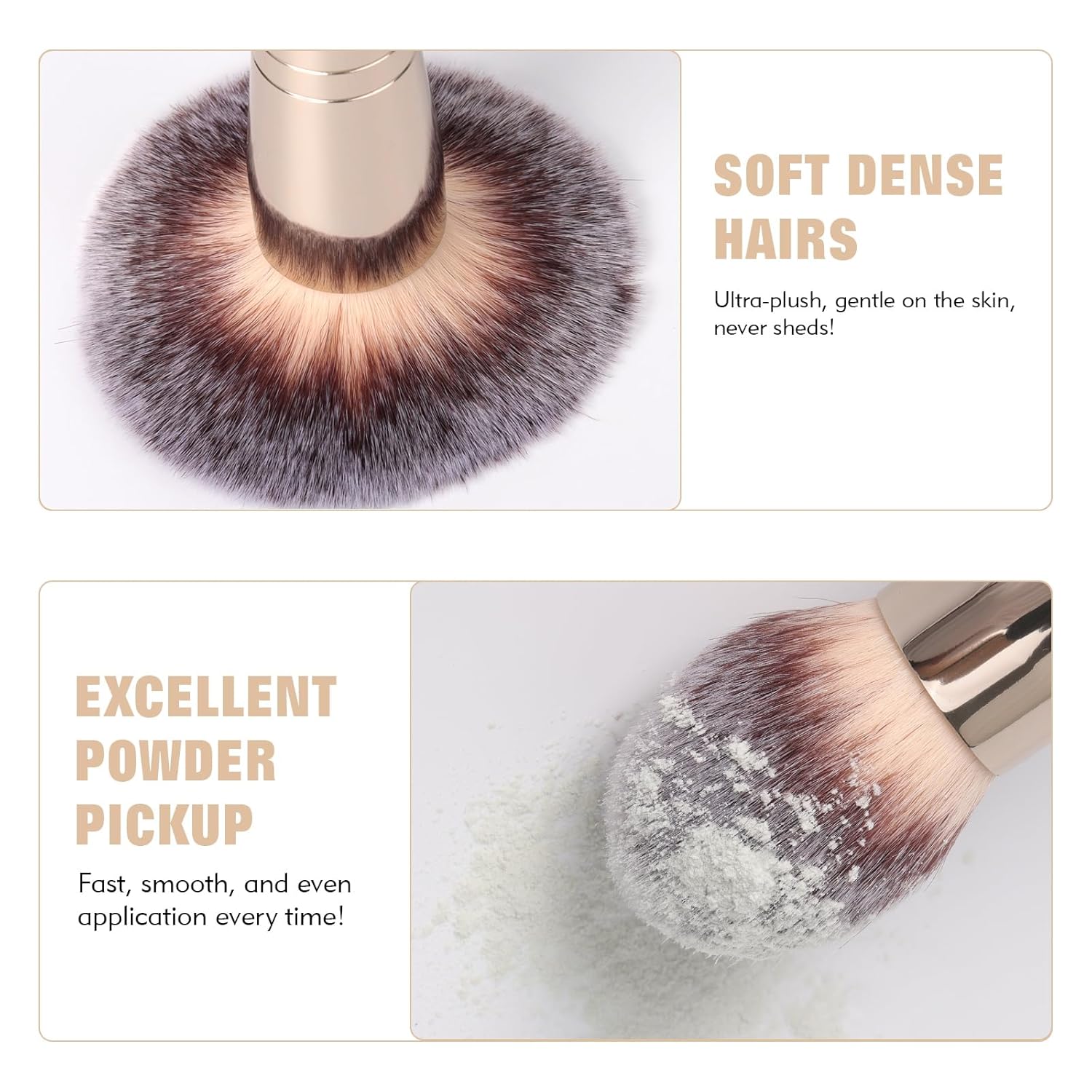 Foundation Makeup Brushes, 2Pcs Premium Dual-Ended Makeup Brush (Foundation, Powder, Blush & Contour Brushes) for Buffing Liquid, Cream, Powder, Blending Face Brush, Fit for Home, Travel & Gifting - Image 5