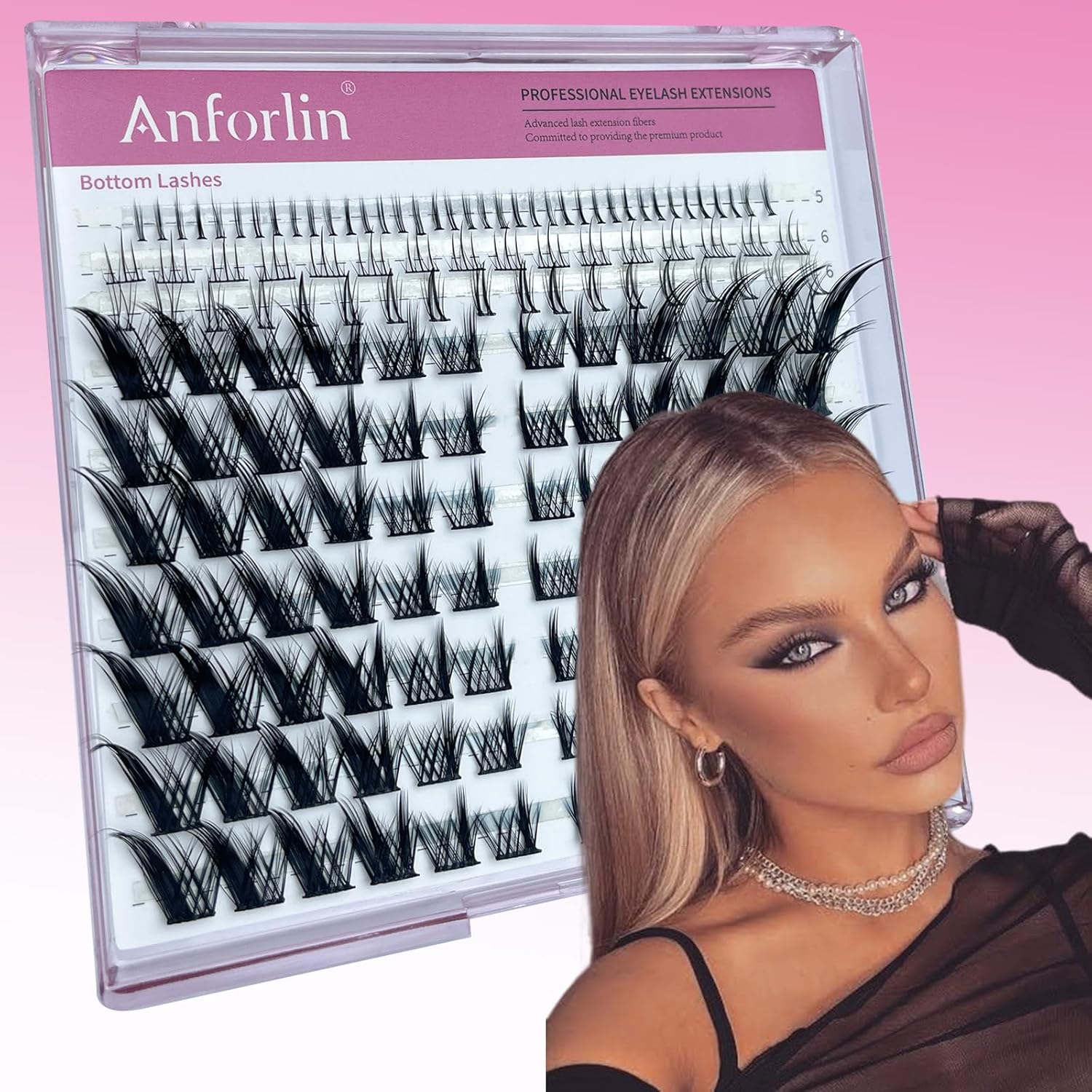 Fox Eye Lashes Fluffy Lash Clusters with Bottom Lashes C Curl False Eyelashes Left & Right Cluster Eyelash Extensions 158 PCS Individual Lashes Cat Eye Manga Lashes DIY At Home, by Anforlin - Image 7