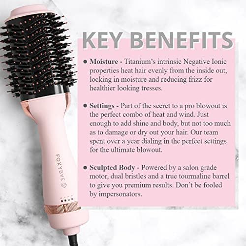 FoxyBae Blow Dryer Brush 75mm - Ceramic Tourmaline Blowout Brush for Styling, Curling, and Volumizing - All-in-One Tool (Blush) - Image 5