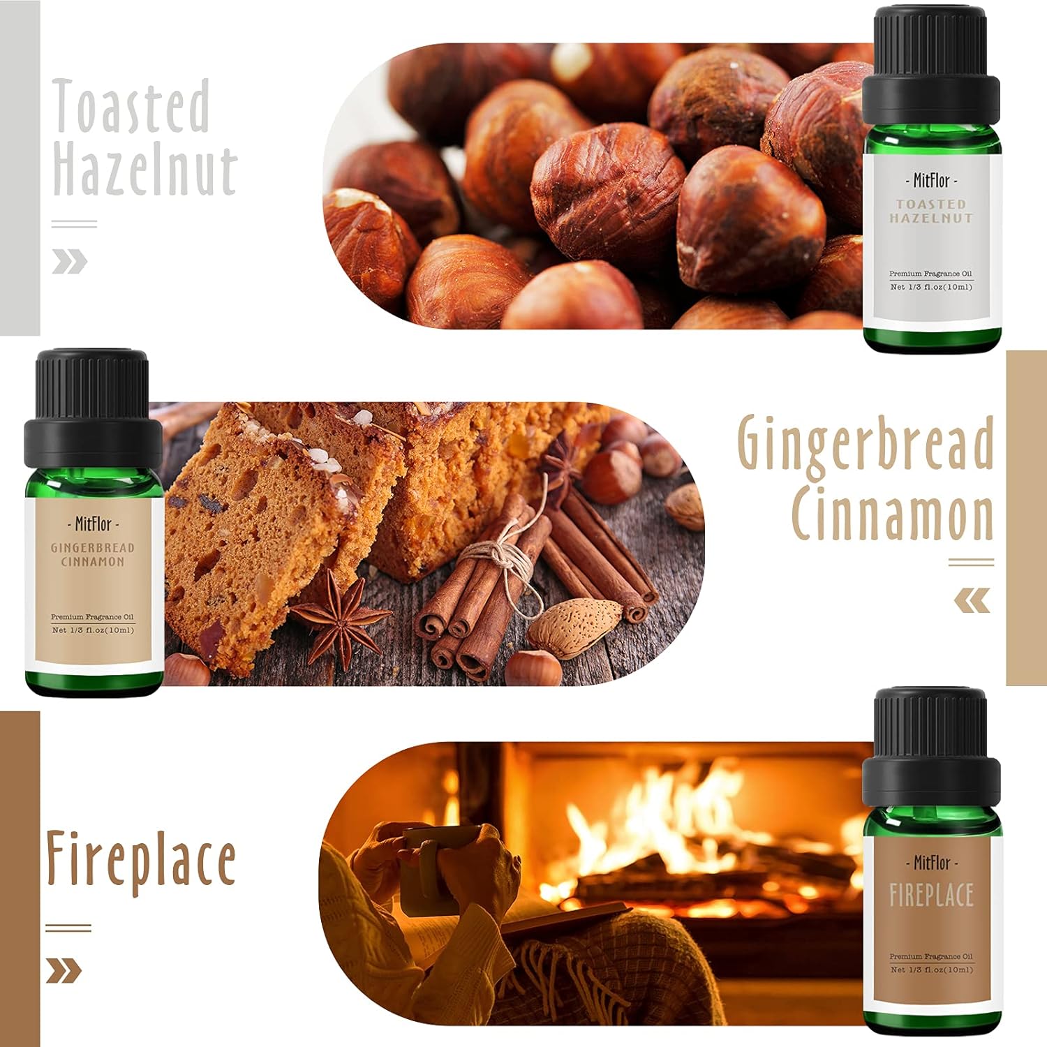 Fragrance Oils, MitFlor Winter Essential Oils for Home Diffusers, Soap & Candle Making Scents, Premium Holiday Aromatherapy Gift Set, 6 x10ml-Winter Berries, Gingerbread Cinnamon, Fireplace & More - Image 3