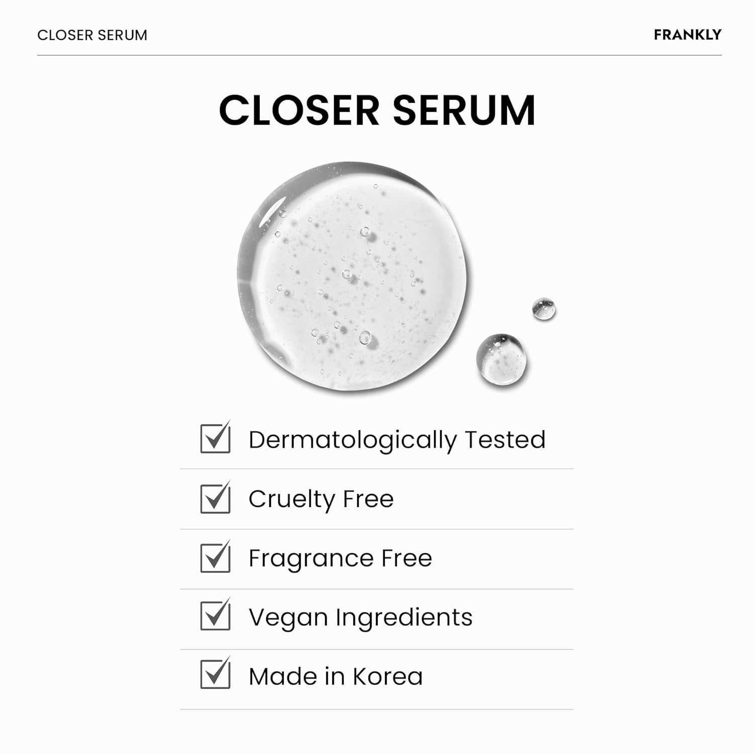 FRANKLY Closer Serum | Pore Minimizer Serum | 9 Peptides, Vegan Collagen, Adenosine, PHA | Korean Pore Minimizer for Glass Skin, Anti-Aging, Hydration, Elasticity | 1.01 fl oz - Image 7
