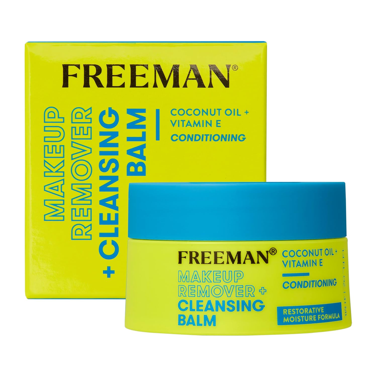 Freeman Makeup Remover + Cleansing Balm, Moisturizing & Nourishing Makeup Remover Balm, Coconut Oil & Vitamin E, Gently Removes Tough Makeup & Cleanses, 1.4 fl.oz./ 42 mL Jar, 1 Count