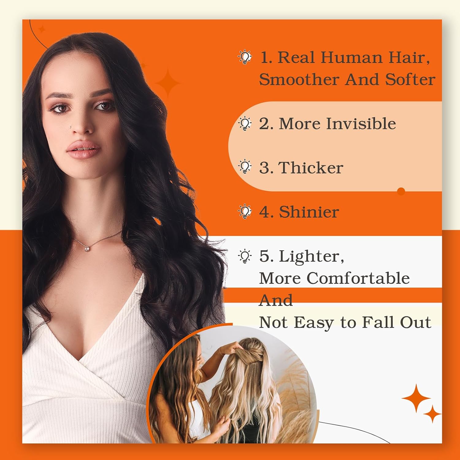 Full Shine Black Tape in Hair Extensions Human Hair 28Inch Human Hair Extensions Tape in 50G Long Silky Straight Extension Color 1 Jet Black Seamless Skin Weft 20Pcs Real Remy Soft Extension - Image 7