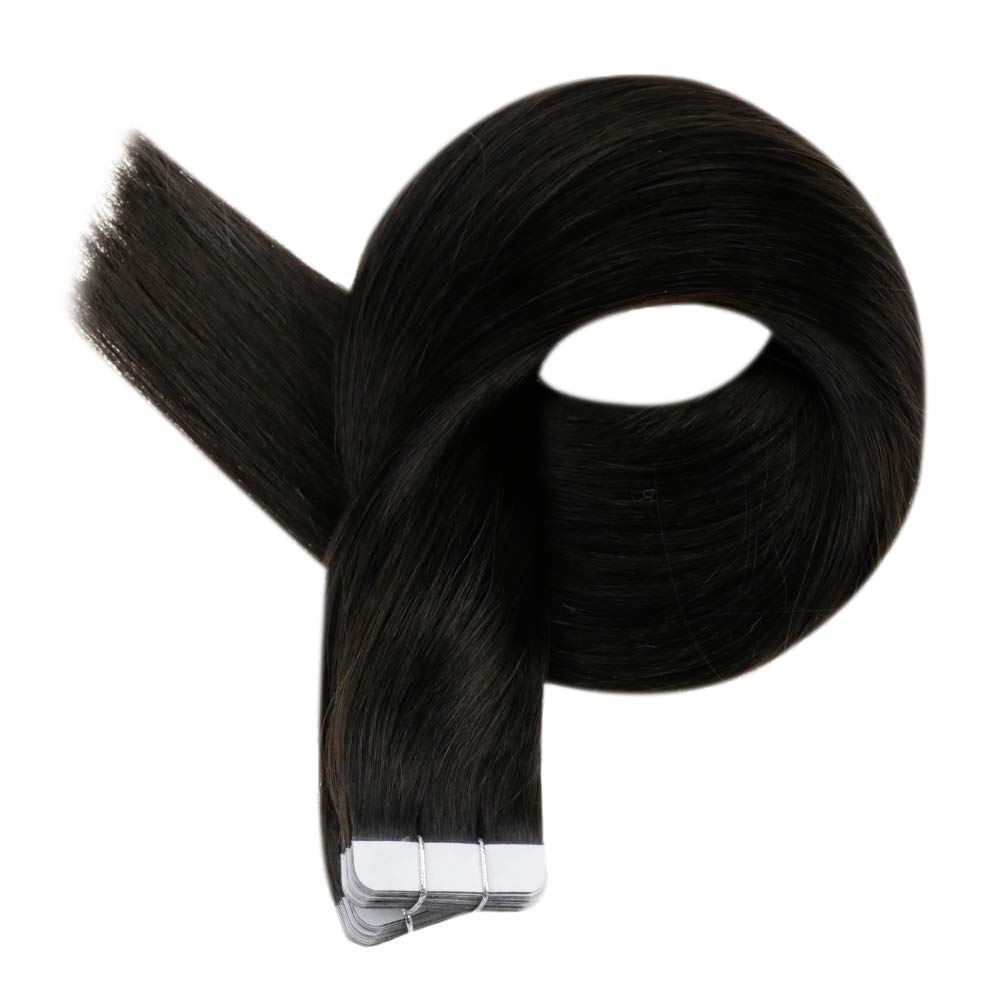 Full Shine Tape in Hair Extensions Black 18 Inch Straight Color 1B Natural Off Black Invisible Seamless Tape in Extensions Human Hair 50 Grams 20PCS Straight Remy Extensions for Women Real Hair - Image 9