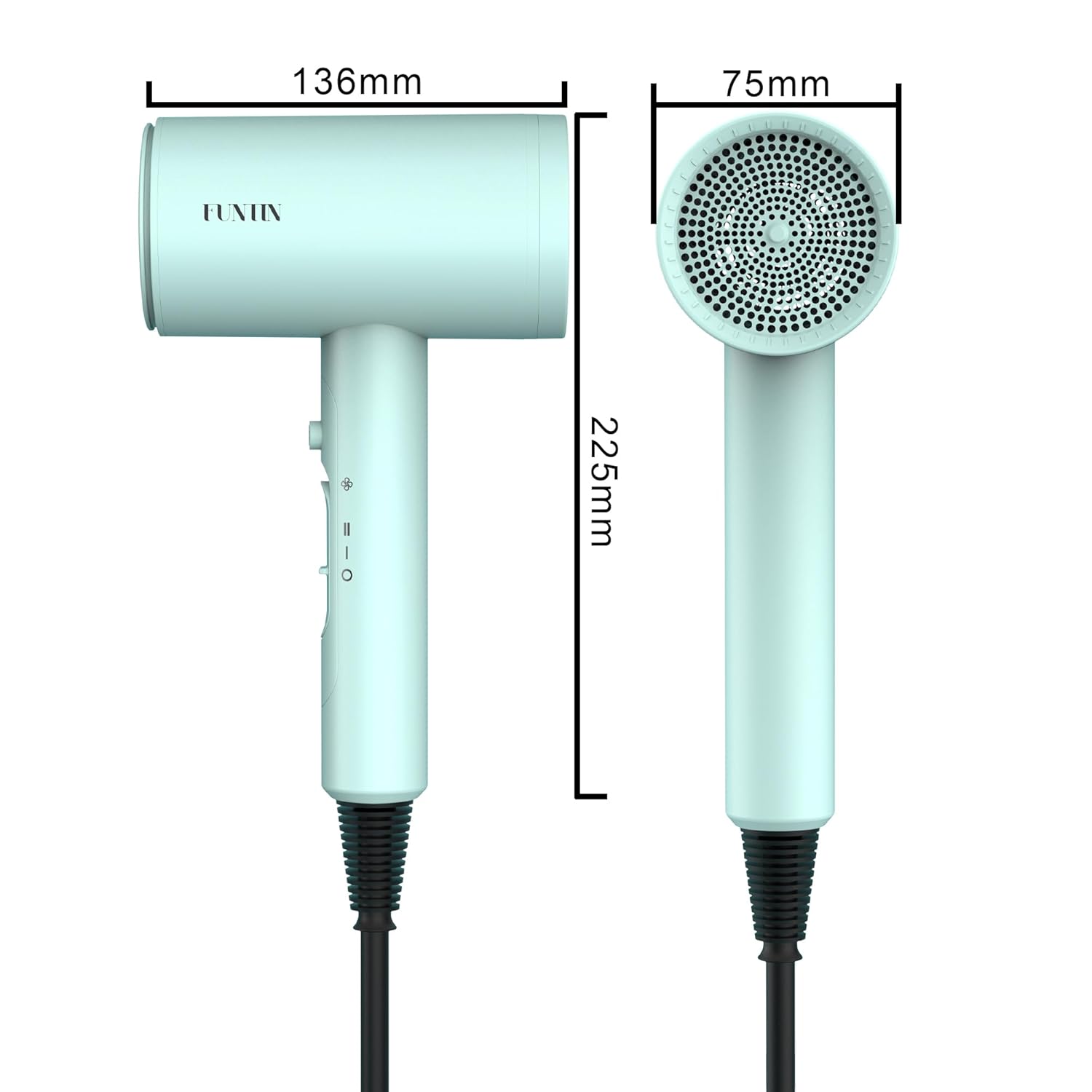 Funtin Hair Dryer Blow Dryer with Diffuser Brush Comb 1800W Full Accessories for Women Professional Tifunny Blue - Image 2