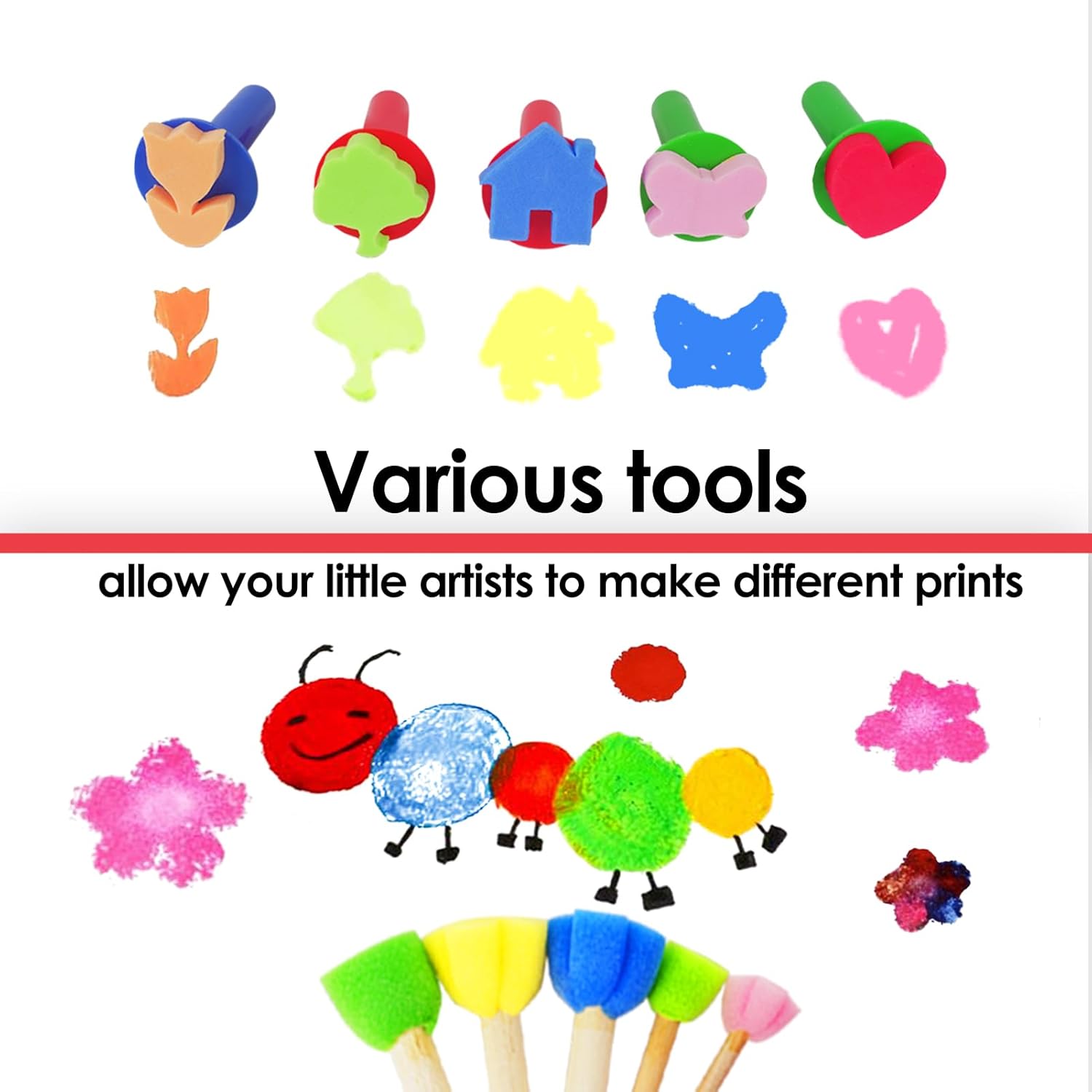 Funto Kids Washable Finger Paint Set, 25 PCS Non Toxic Art Painting Supplies for Baby, Includes Finger Paint Paper Roll, Brush Set, Arts Crafts for Toddlers Age 1-3 - Image 5