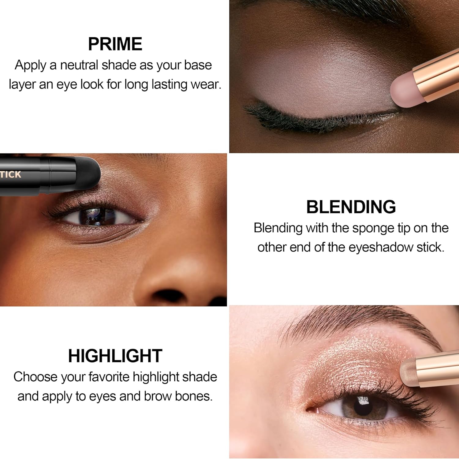 FV Long Lasting Cream Eyeshadow Stick, Waterproof & High Pigmented Eye Shadow Sticks Duo with Blending Sponge, Crease-Proof & Natural Finish Eyeshadow Pencil, Vanilla Matte - Image 7