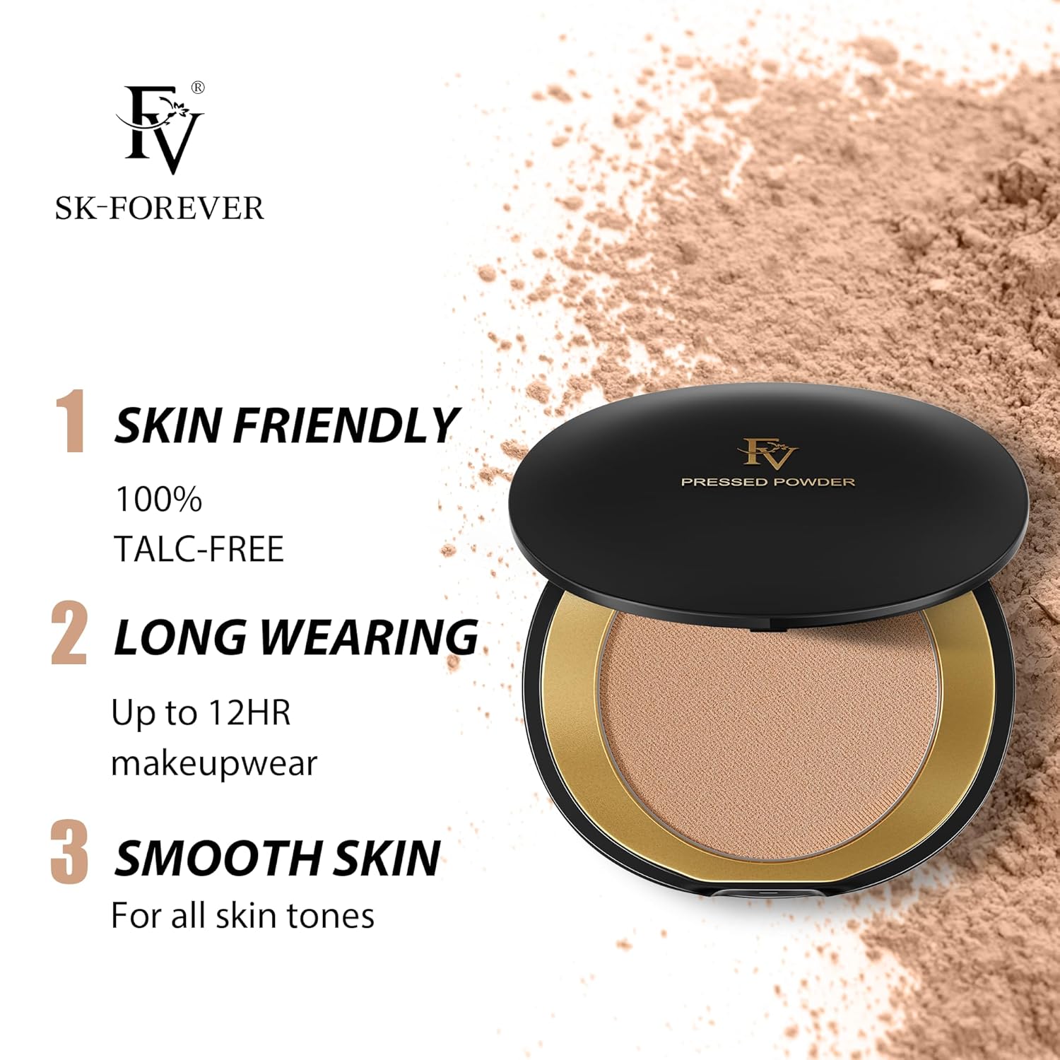 FV Matte Pressed Face Powder - Oil-Control & Long-Lasting Medium Coverage for Oily, Dry & Normal Skin, 0.28 Oz, Natural Beige - Image 2