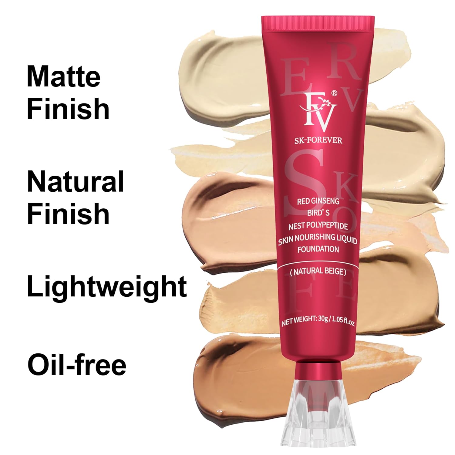 FV Waterproof Liquid Foundation with Matte Finish, Lightweight, Oil-Free, Natural Look Makeup for Combination & Oily Skin, Light to Medium Coverage,Natural Beige, 1 fl. oz. - Image 2