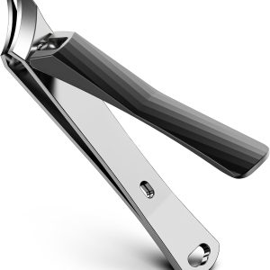 FVION Slanted Edge Nail Clippers - Angled Curved Blade Ingrown Nail Clipper for Thick Toenails, Podiatrist Toenail Clippers for Men and Women (Black)