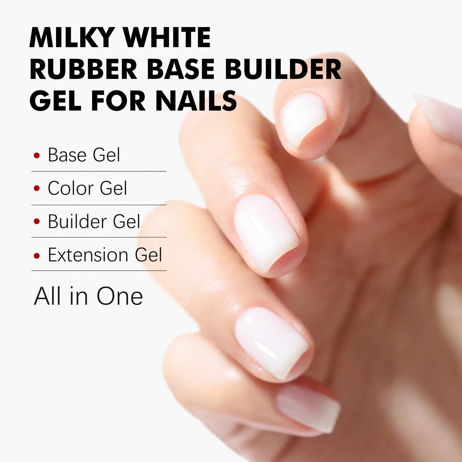 FZANEST Builder Gel For Nails, Milky White Gel Polish Rubber Base For Nail Thickening Strengthener Extension LED Lamp Cured Color Base in A Bottle - Image 2