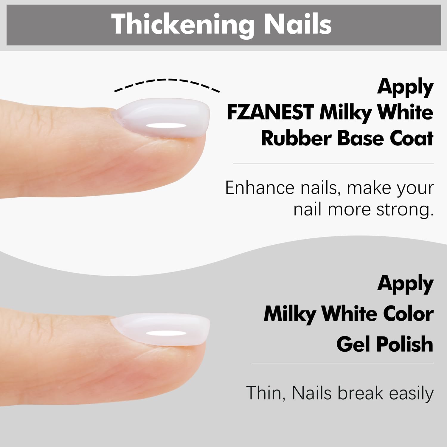 FZANEST Builder Gel For Nails, Milky White Gel Polish Rubber Base For Nail Thickening Strengthener Extension LED Lamp Cured Color Base in A Bottle - Image 5
