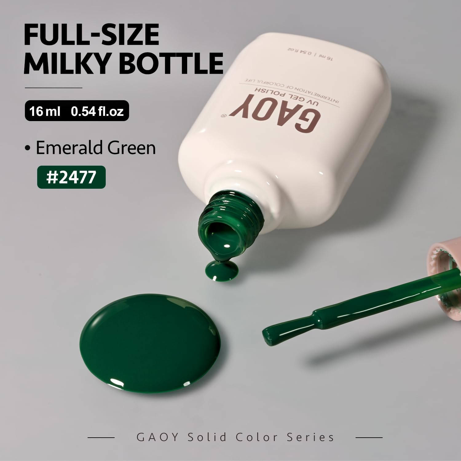 GAOY Green Gel Nail Polish, 16ml Soak Off Gel Polish, UV Light Cure for Nail Art DIY Manicure at Home, 2477 Emerald Green - Image 6