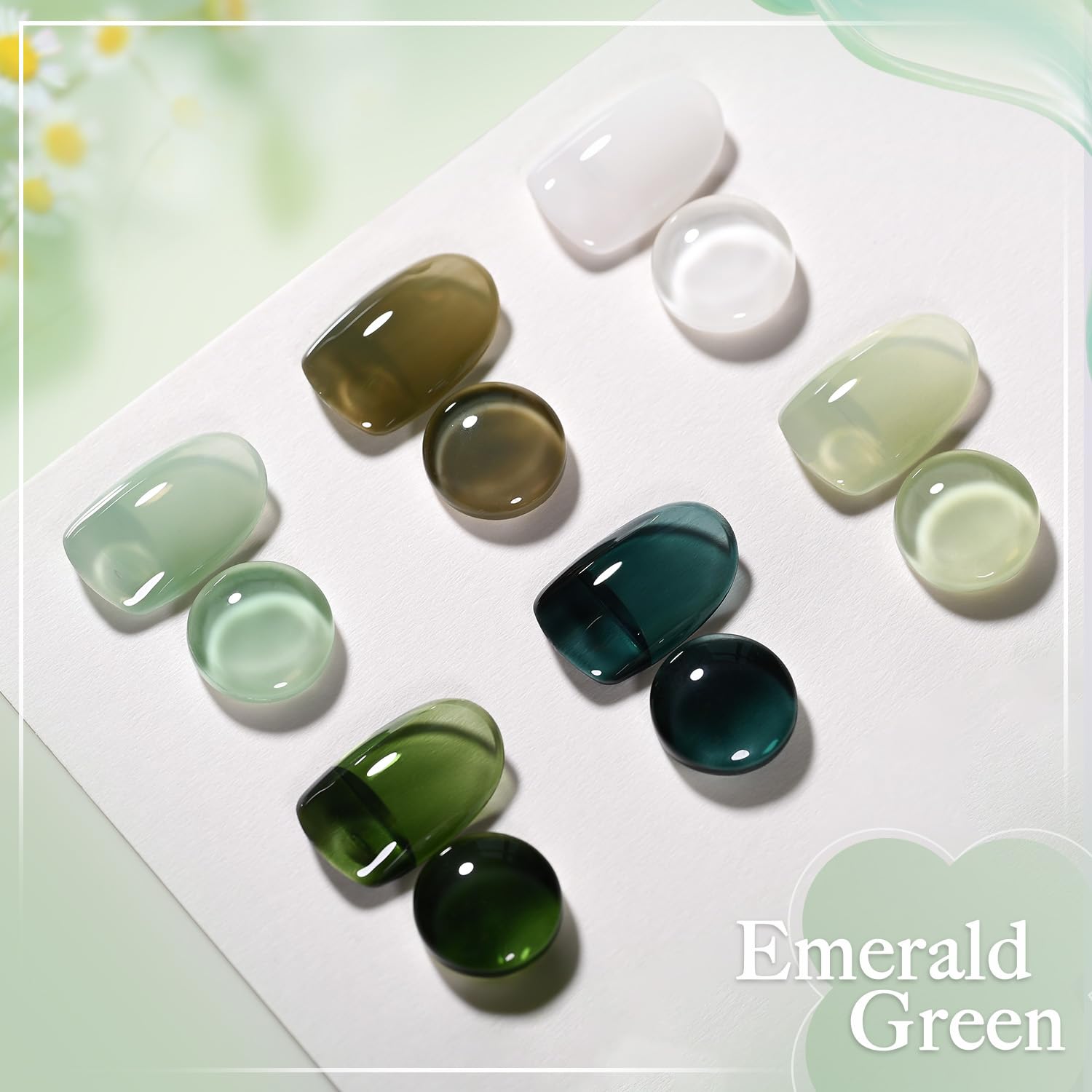 GAOY Jelly Green Gel Nail Polish Set, 6 Transparent Colors Sheer White, Soak Off UV Light Cure Gel Polish for Salon and Nail Art DIY at Home, Emerald Green - Image 6