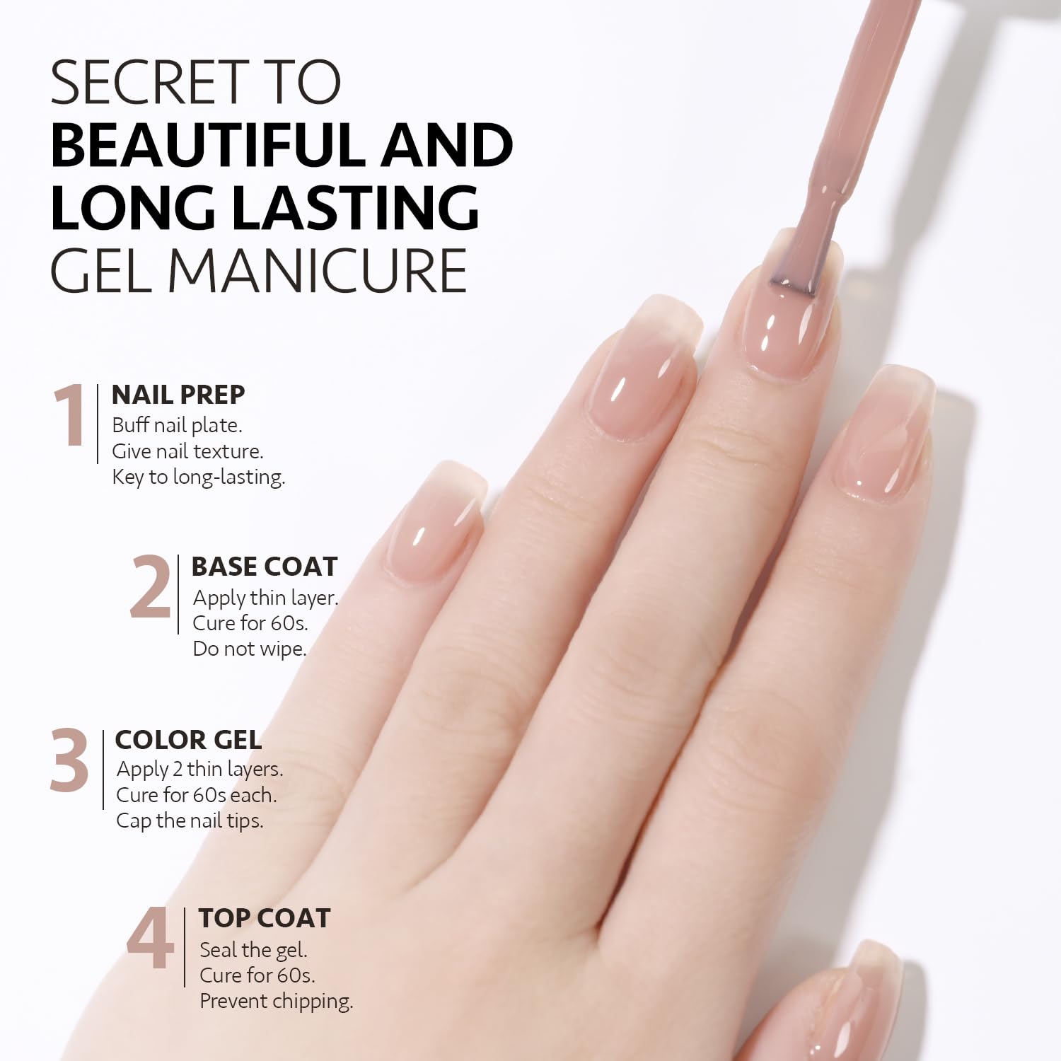 GAOY Jelly Nude Gel Nail Polish, 16ml Sheer Light Brown Translucent Soak Off Gel Polish, UV Light Cure for Nail Art DIY, 1535 Cappuccino - Image 5
